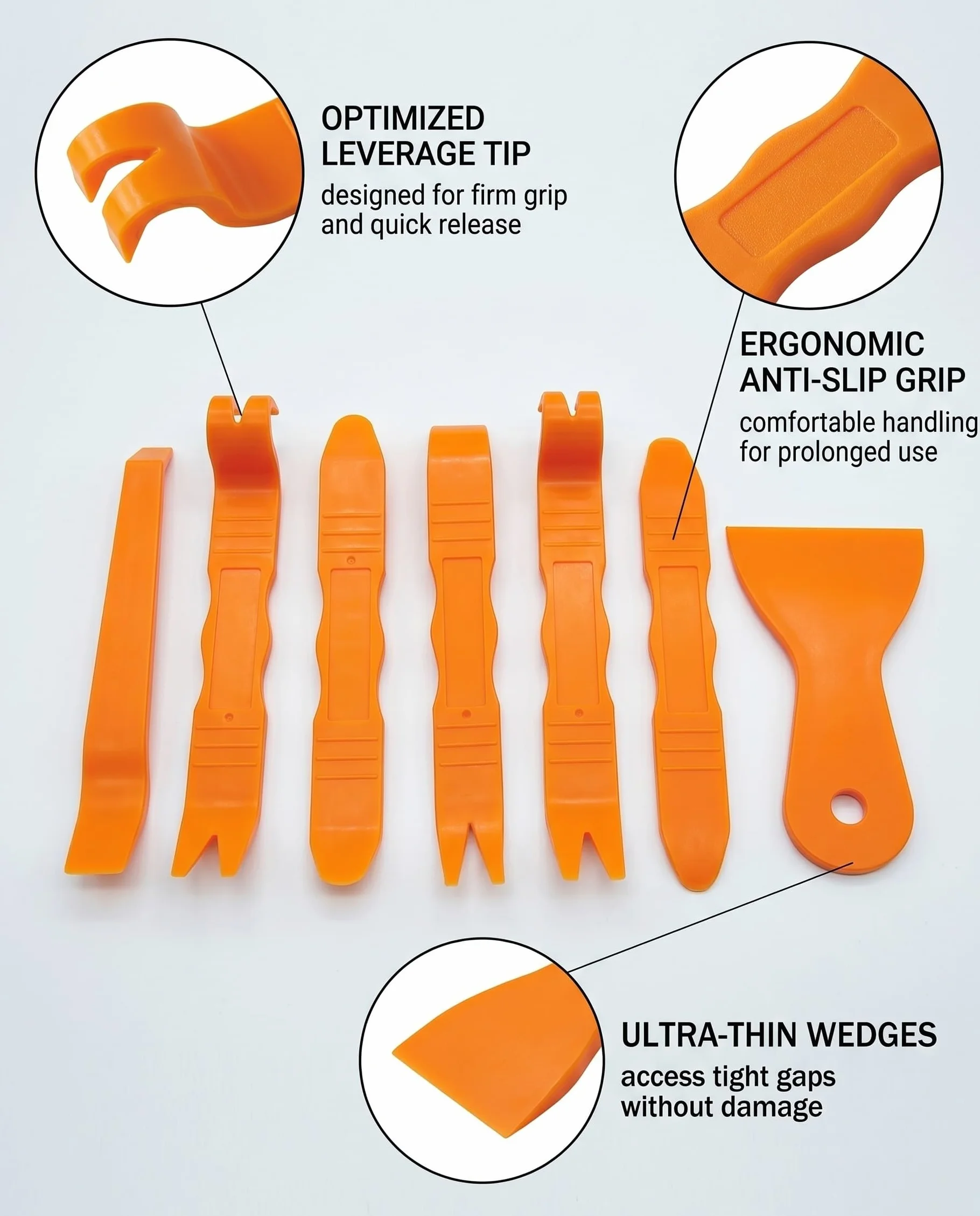 Kit Attrezzi Smontaggio Auto 6 Pezzi | Leve in Plastica Senza Graffi per Interni Auto, Pannelli Porta, Cruscotto, Radio e Rimozione Clip