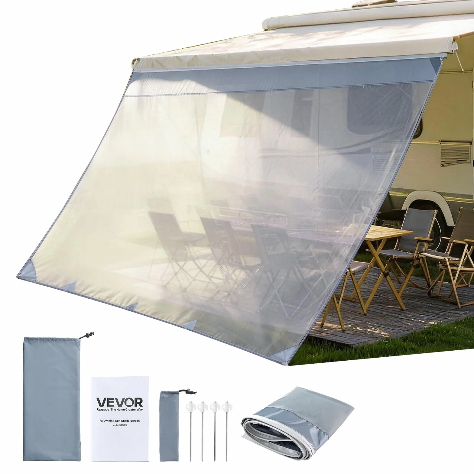 VEVOR Pannello Frontale Tenda da Sole per Camper 2 x 3,3 m Parasole Frangisole Parete Laterale