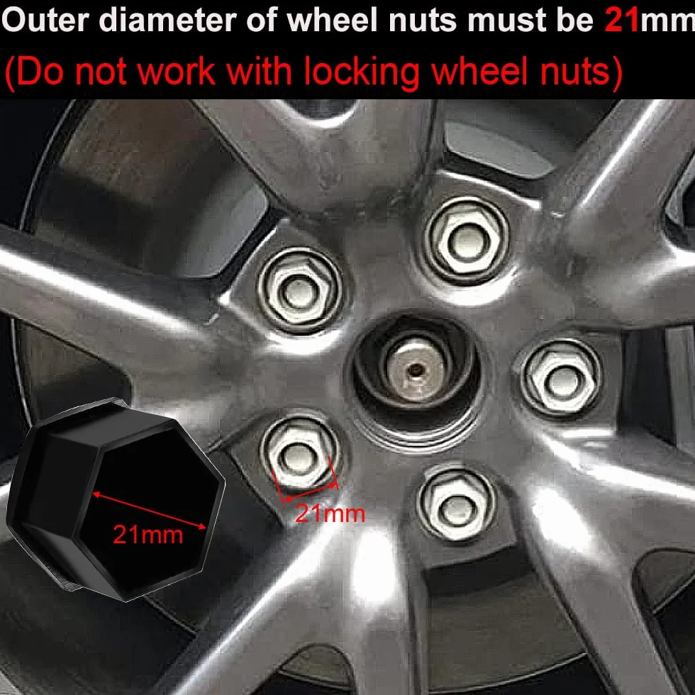 Gebildet 22 Pezzi Tappi a Vite Ruota Set Universale 21 mm, Copridadi Ruota per Auto, Tappi Dadi Ruota Cerchione, Coperture Copricerchi con Estrattore (Nero)