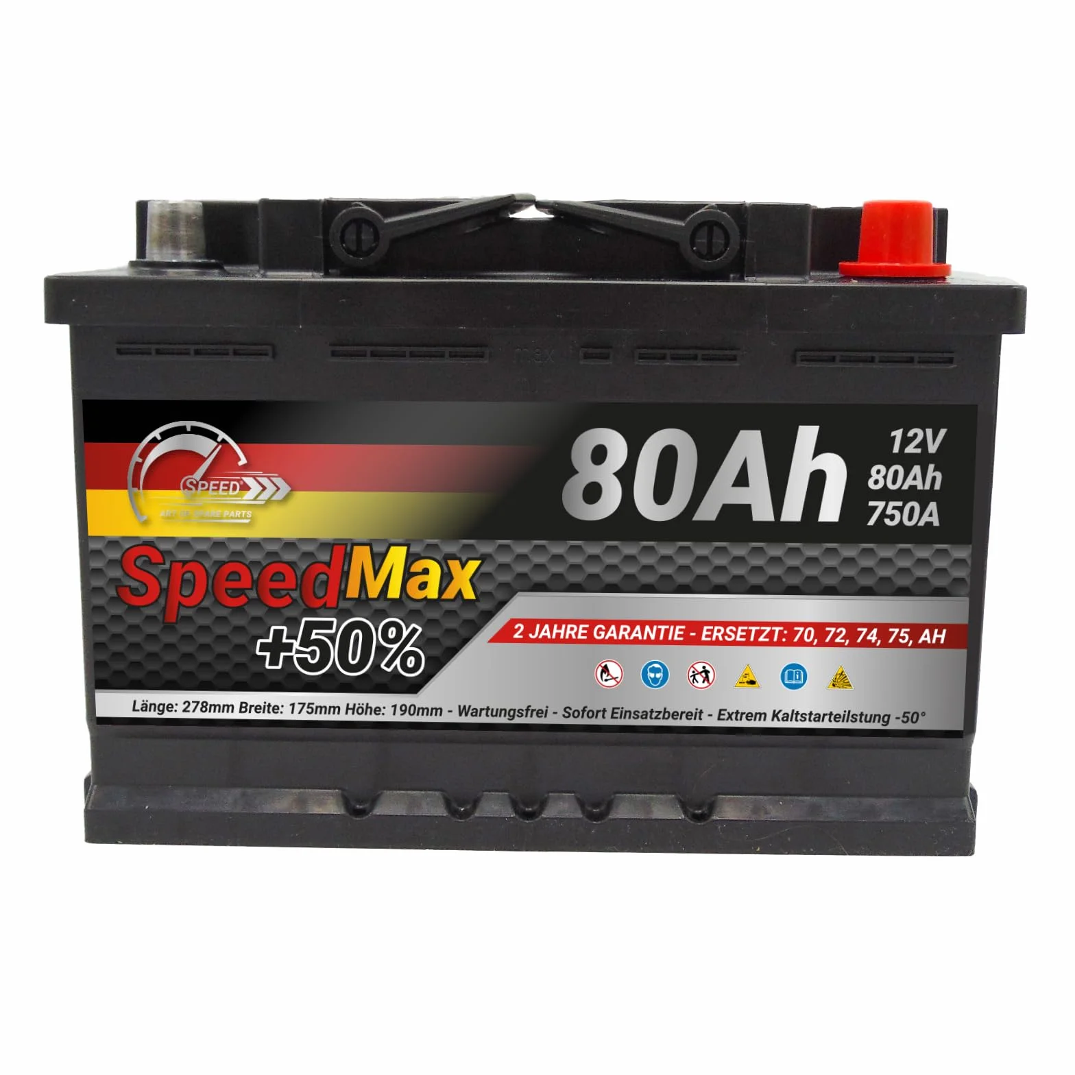 SMC Batteria Auto Speed Max L3-80Ah 750A EN 12V Polo Positivo Destra