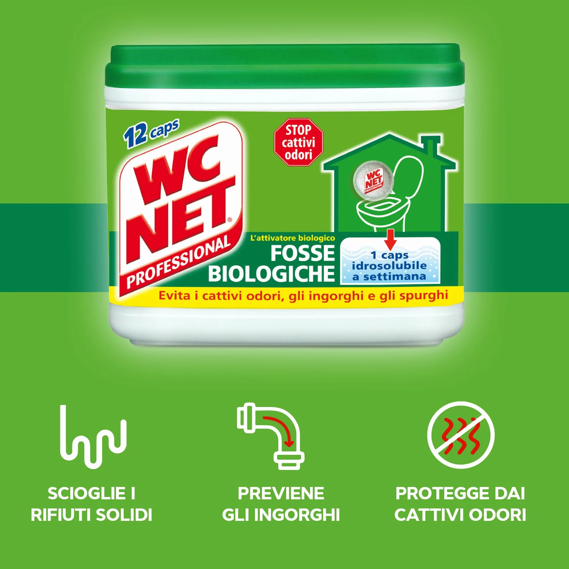 Wc Net Professional 20 Caps Capsule Idrosolubili per WC Scioglie Ingorghi