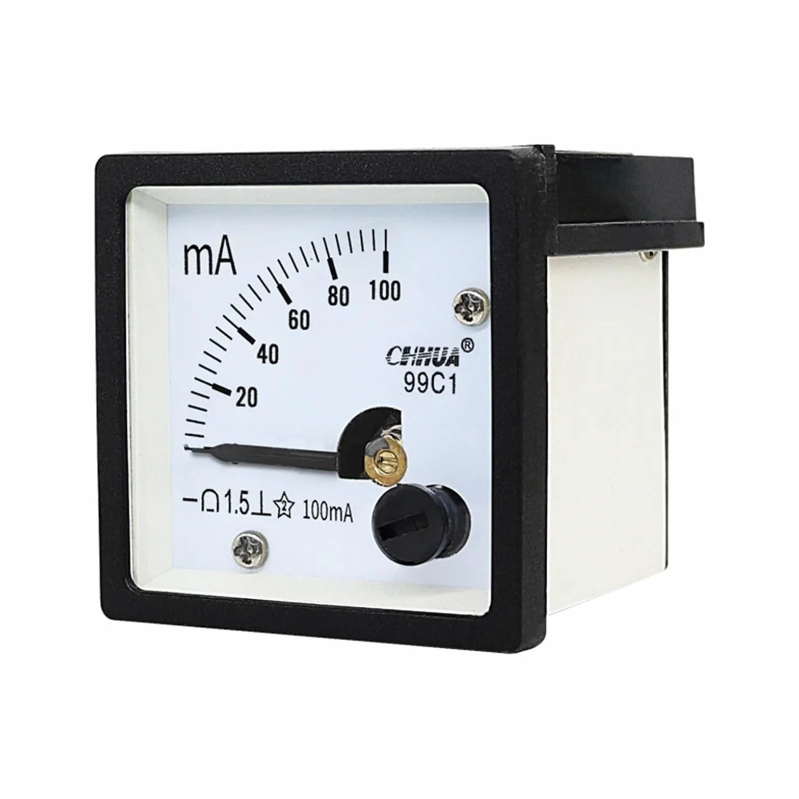 Amperometro analogico 99C1 Milliamperometro DC Misuratore da pannello Puntatore meccanico Amperometro1ma2ma3ma5ma10ma20ma30ma50ma100ma(20MA_48*48MM)