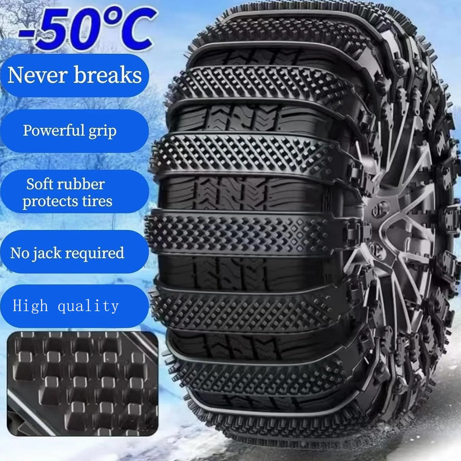 Catene da Neve per Auto, Catene per Pneumatici da Neve Antiscivolo, Fasce Antiscivolo Anti Slittamento Emergenza Neve, Regolabili, Possono Essere Utilizzate su Strade Innevate, Fangose (Nero)