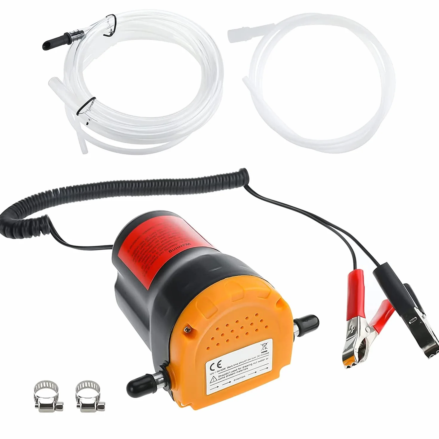 Pompa per Cambio Olio 12V 60W, Pompa di Estrazione Fluido Diesel, Pompa di Aspirazione con Tubi per Barca, Camion, RV, ATV