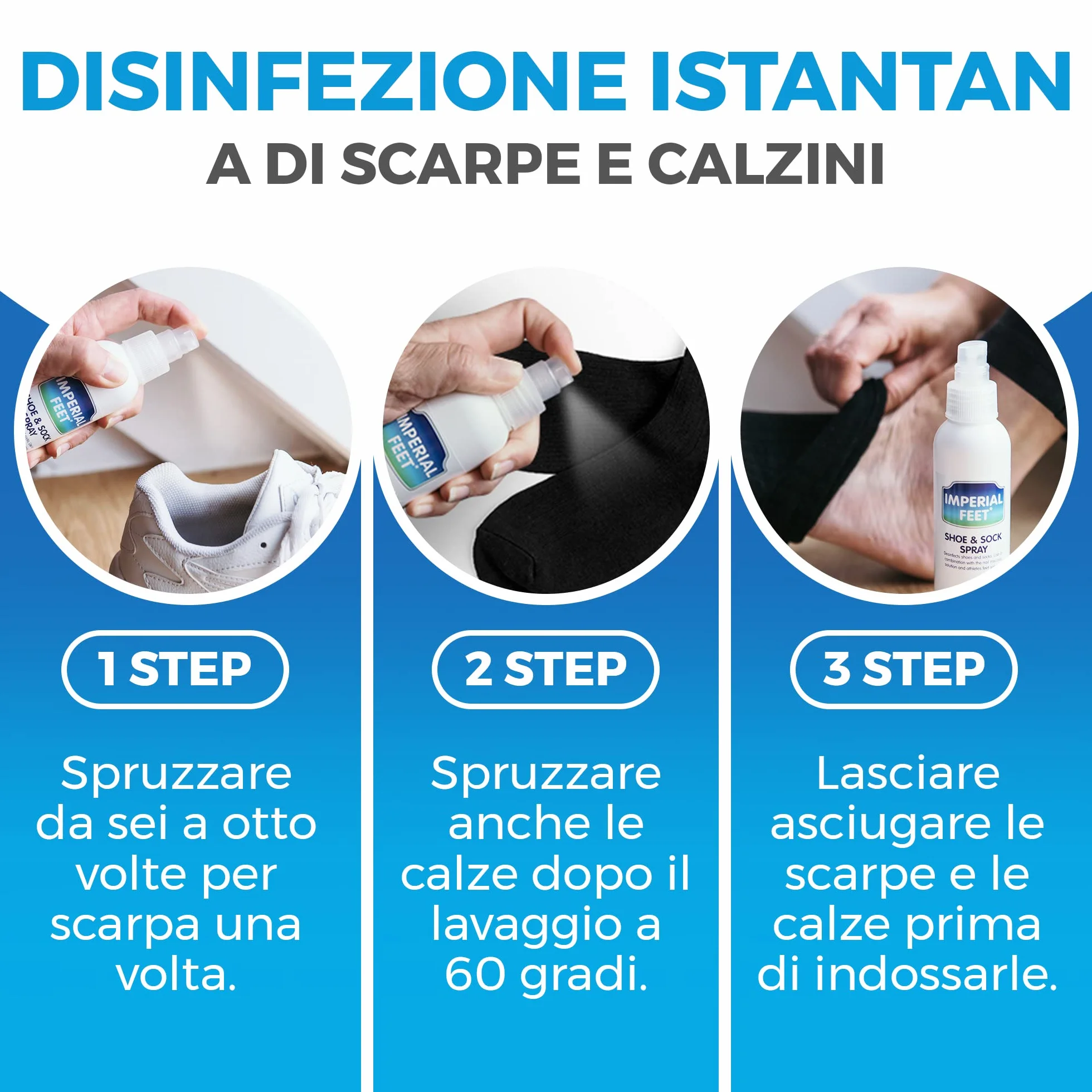 Imperial Feet Spray Deodorante per Scarpe Extra Forte 150ml - Elimina Odori dei Piedi - Protezione 24h Antifungino