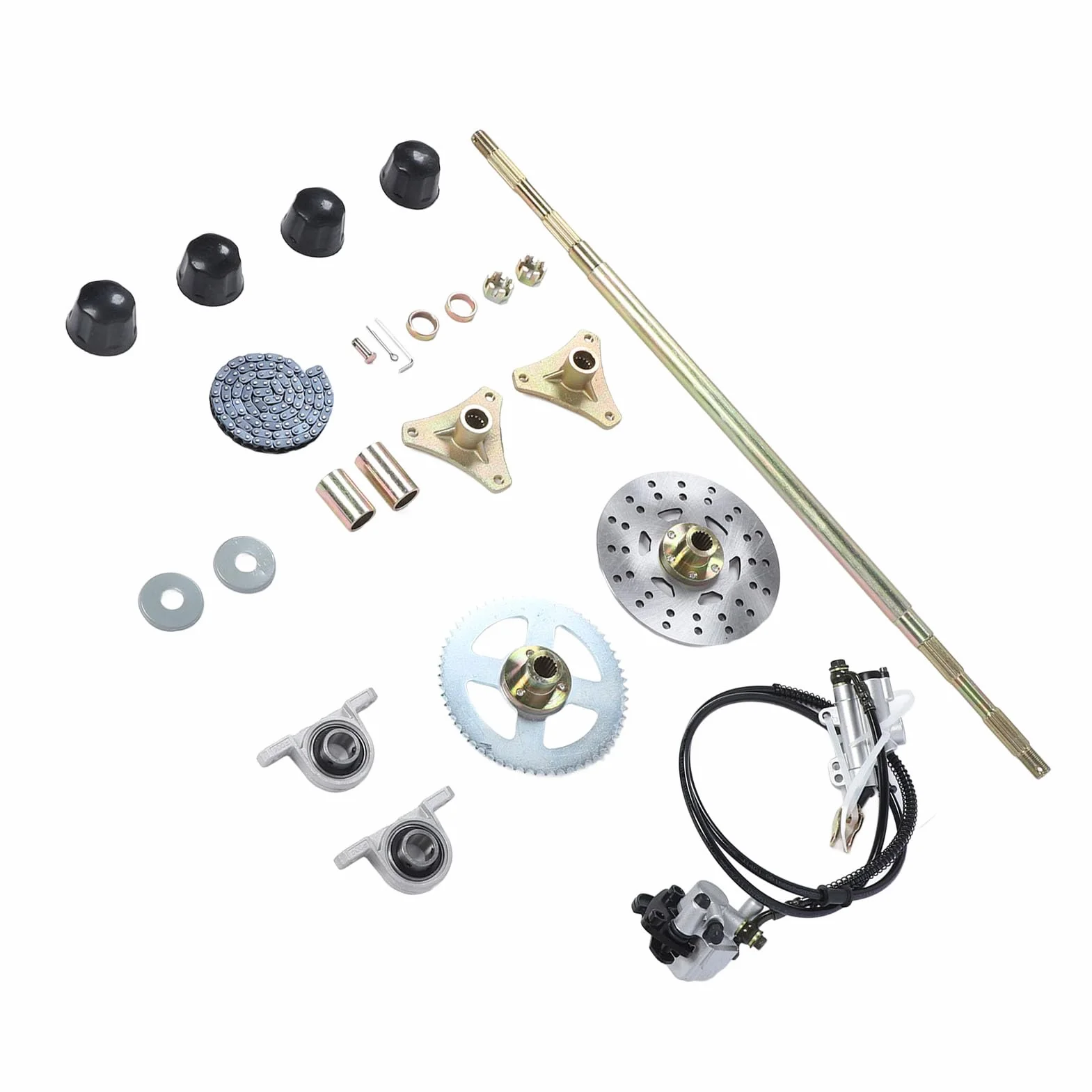 Sxhlseller Kit Assemblaggio Assale Posteriore 74cm Go Kart, Kit Assale in Metallo con Componenti e Catena del Freno per Quads ATV
