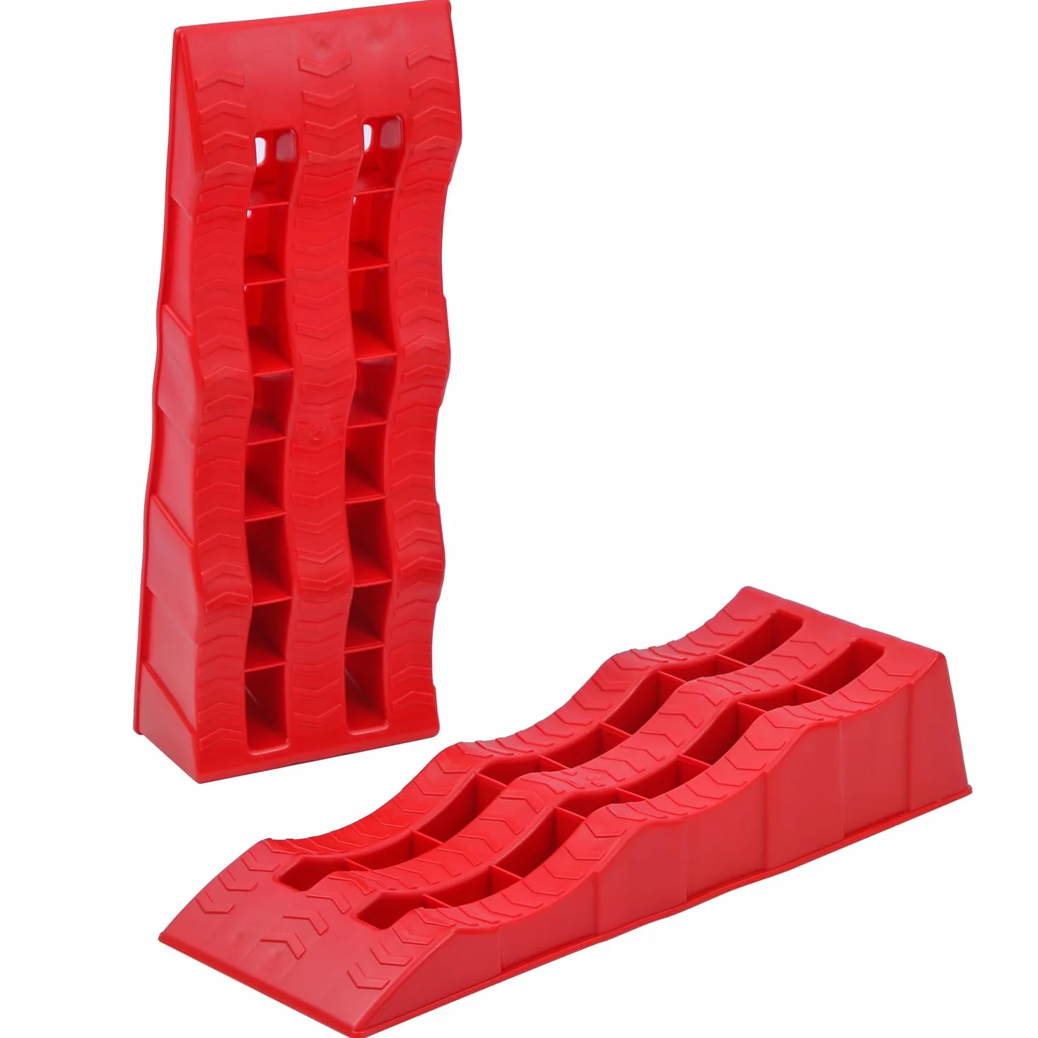 KATSU 2 pz Rampe di livellamento per roulotte Capacità 4 Tonnellate Heavy Duty 3 gradini in plastica per camper Camper Rampe per marciapiede Livellatori per blocchi di ruote