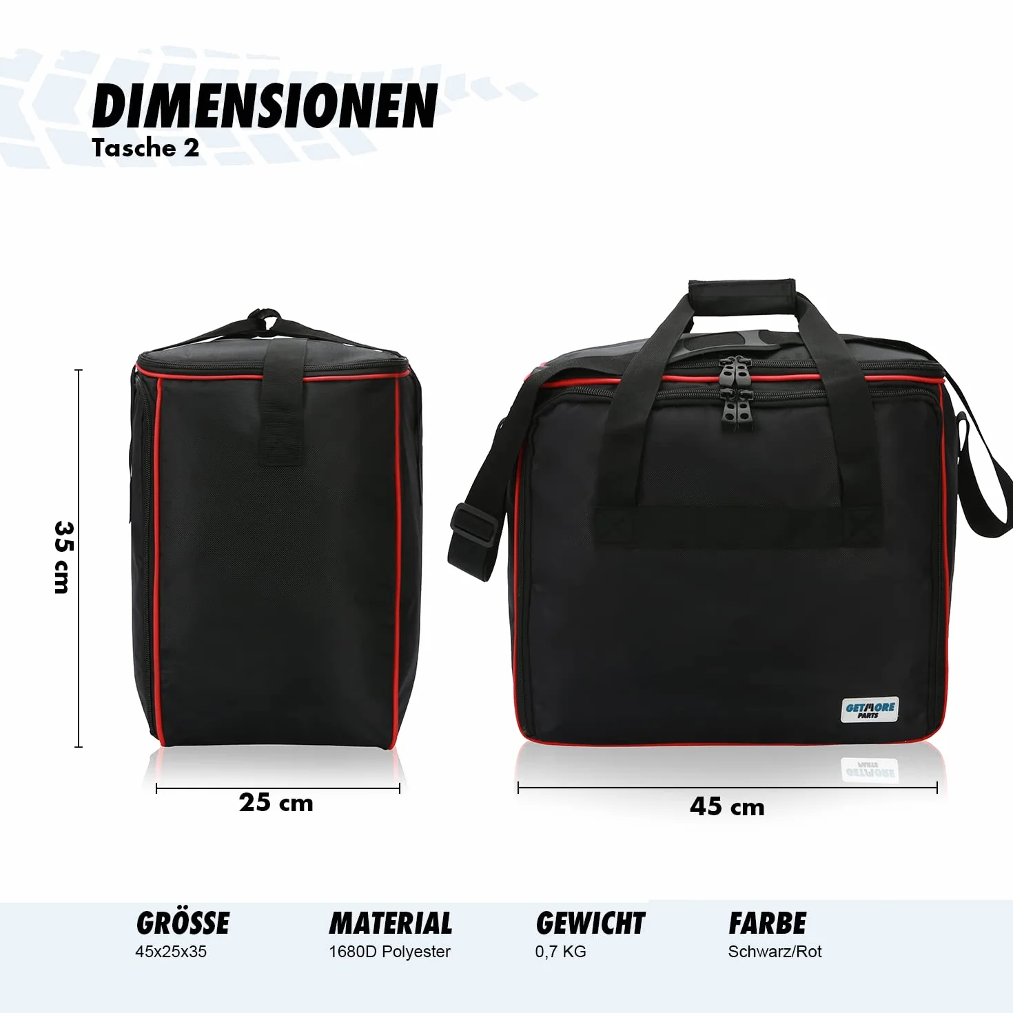 Getmore Parti Borse Interne per Valigie Laterali e Bauletto in Alluminio Ducati Multistrada | 3 Parti | Accessorio Moto | Valigia