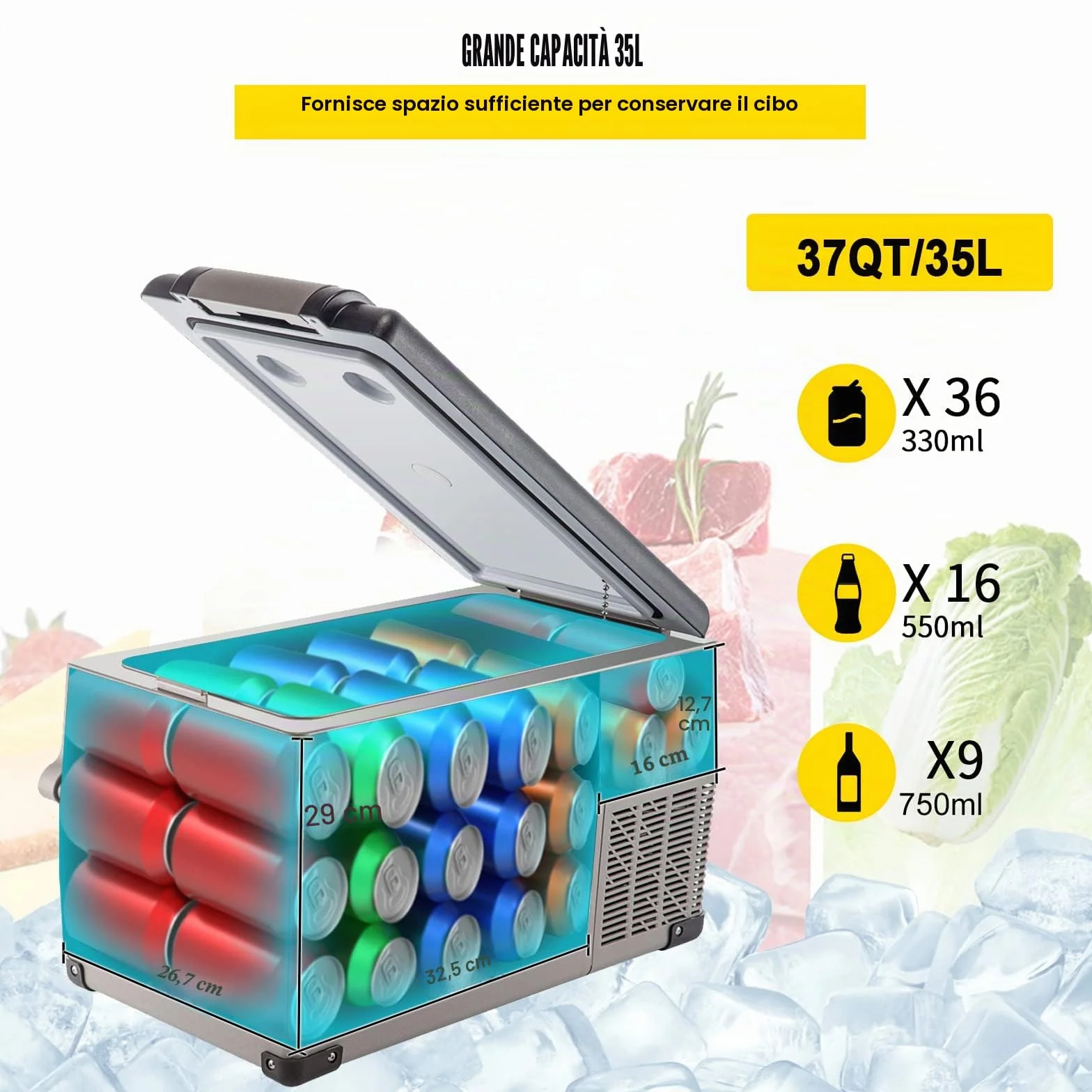 VEVOR Frigorifero Termoelettrico Portatile 35L, Frigorifero da Viaggio per Auto con LCD