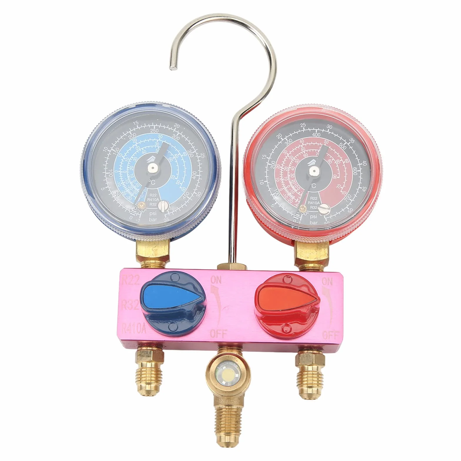 Manometri del Refrigerante R32, Manometri del Condizionamento 'aria Manometro Diagnostico del Collettore Mini G1/4 Manopola in Metallo Strumento di Condizionamento 'aria per