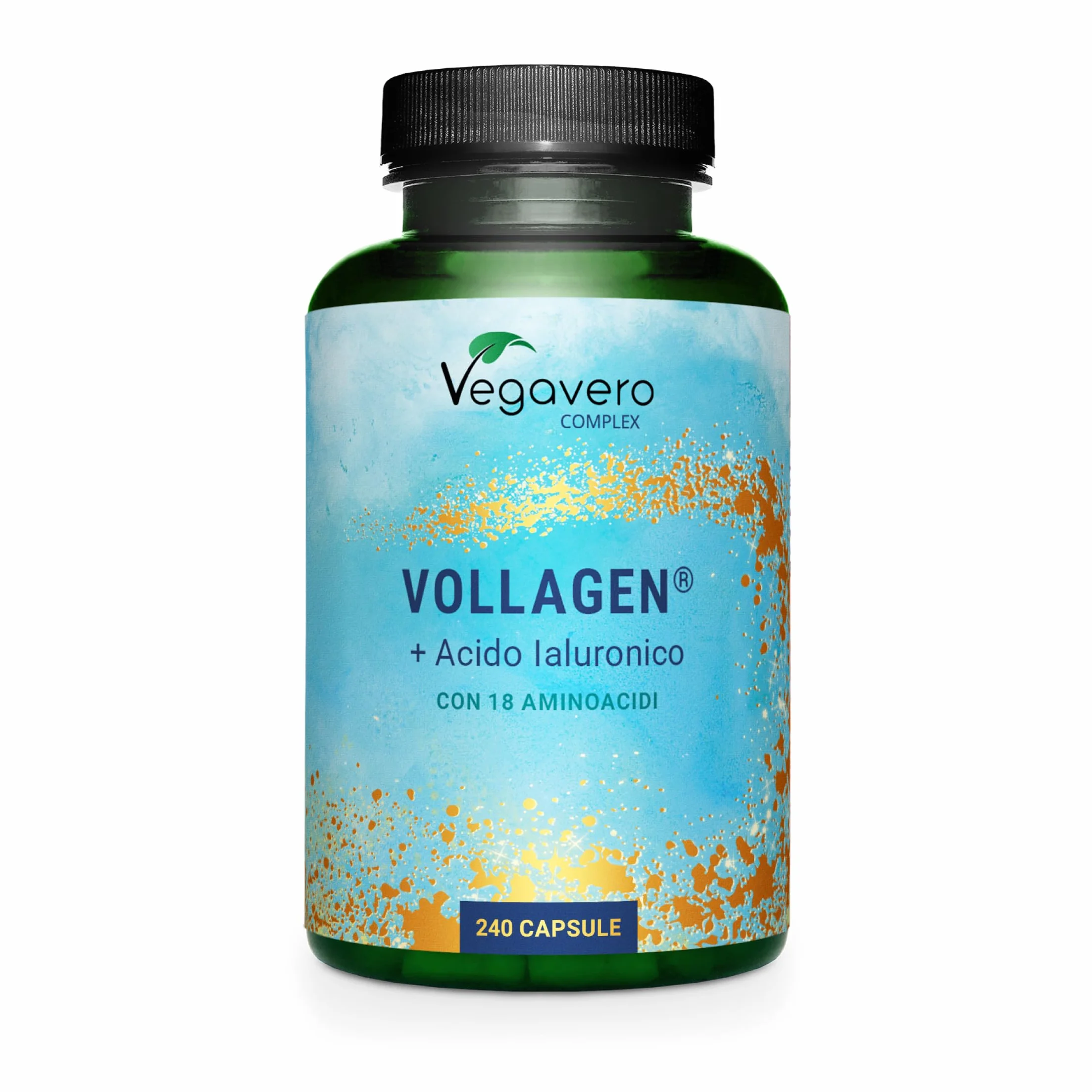 Vegavero Collagene Vegano + Acido Ialuronico | Vollagen® 800-1500 kDa | Integratore Anti Age 240 capsule