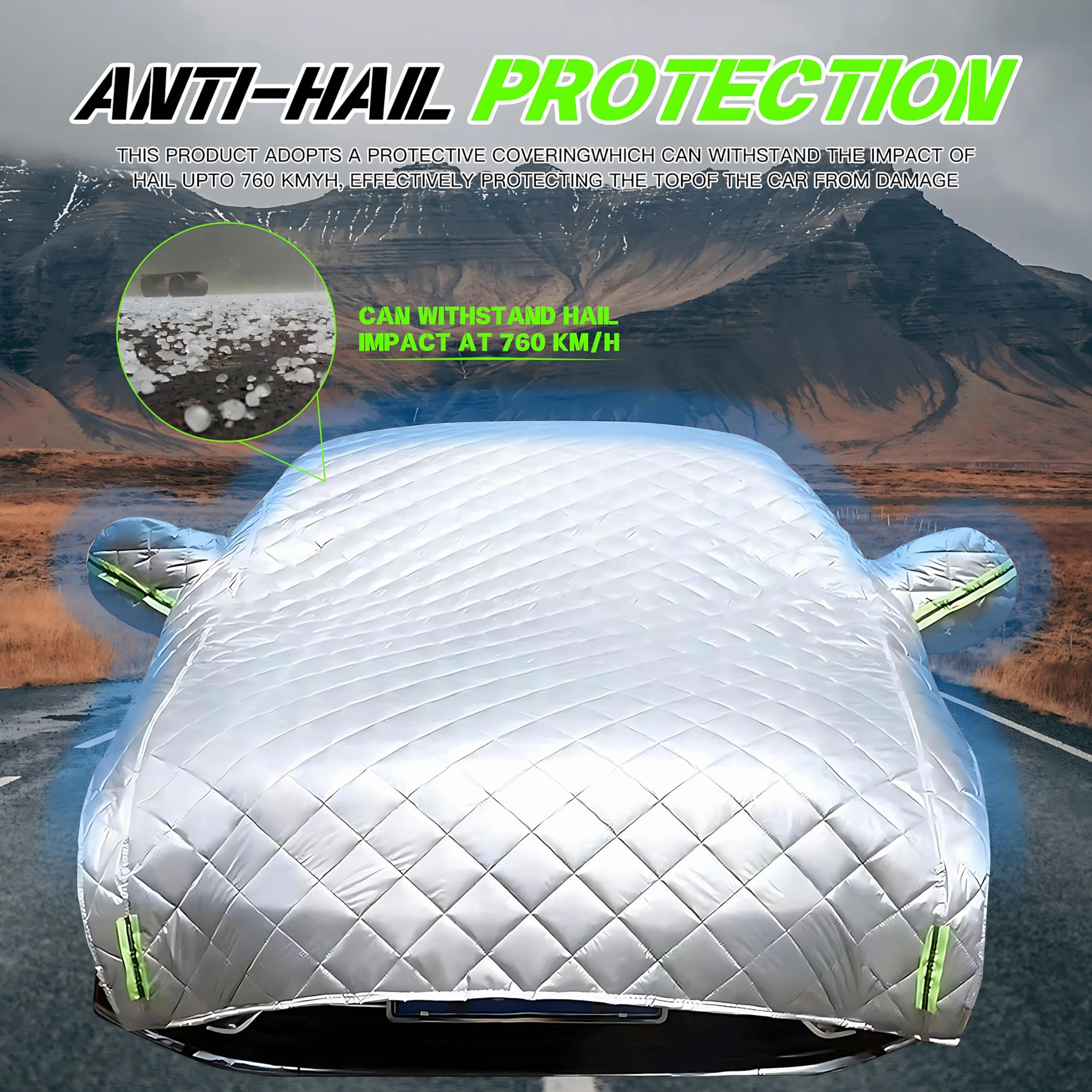 Telo Copriauto Antigrandine Per Jeep Compass 2007-2024,Esterno Copri Auto Impermeabile Imbottito,Impermeabile Traspirante, Anti-UV,E Dalla Polvere