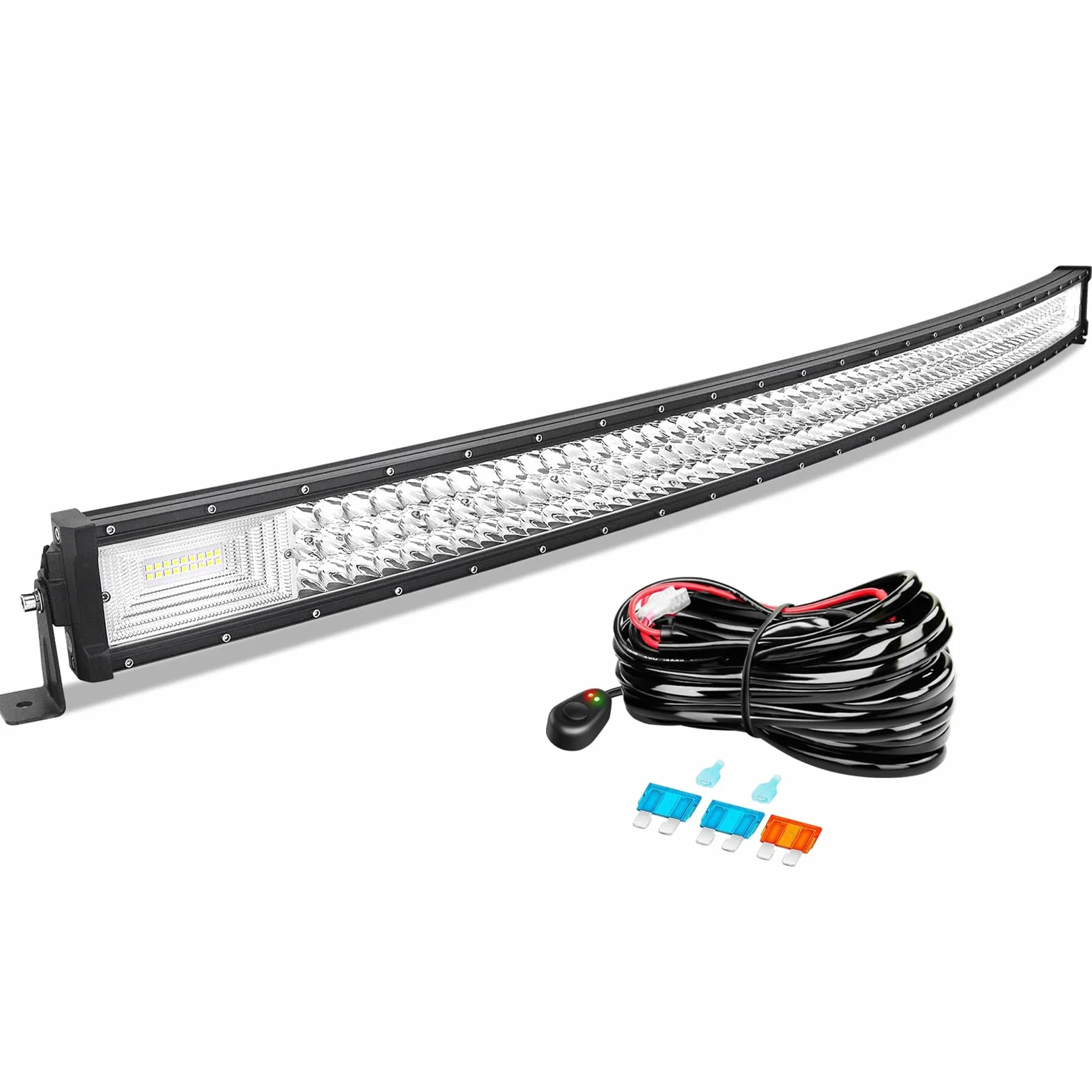 AUXTINGS 132cm 675W Curva Barra LED Fuoristrada Barra Luce a Led Con Cablaggio 12V 24V Combinata di Fascio Spot e Inondazione Fari LED Luci da Lavoro per Trattore Auto Camion Barca 4x4 ATV
