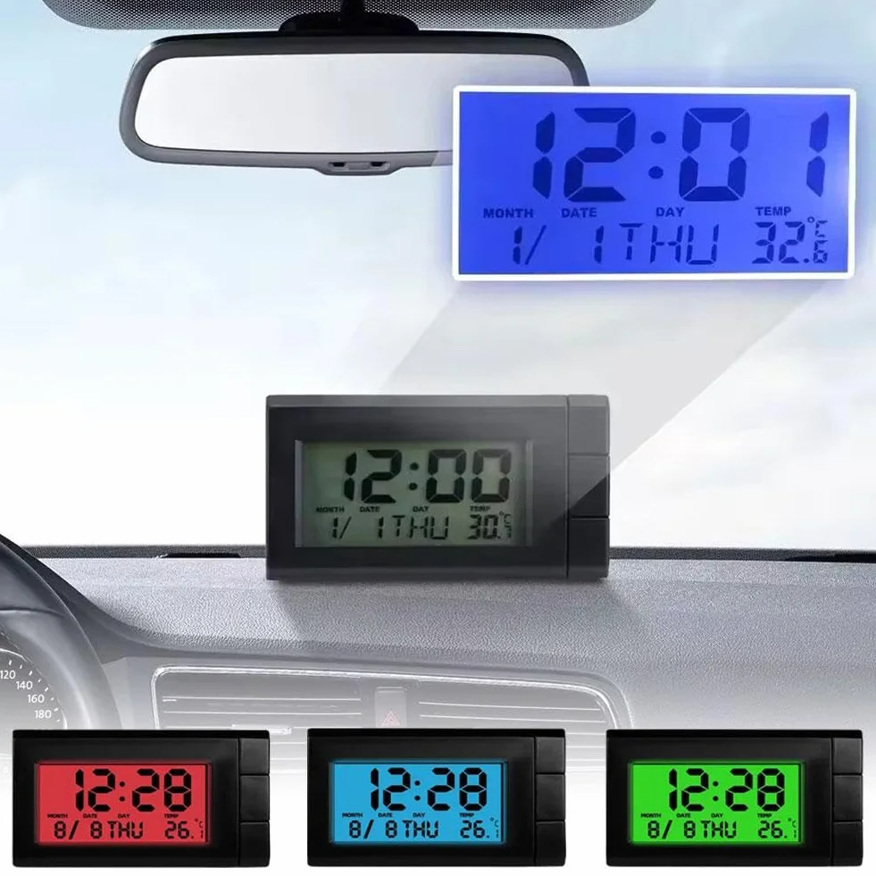 Orologio digitale 2 in 1 per cruscotto auto con temperatura e calendario