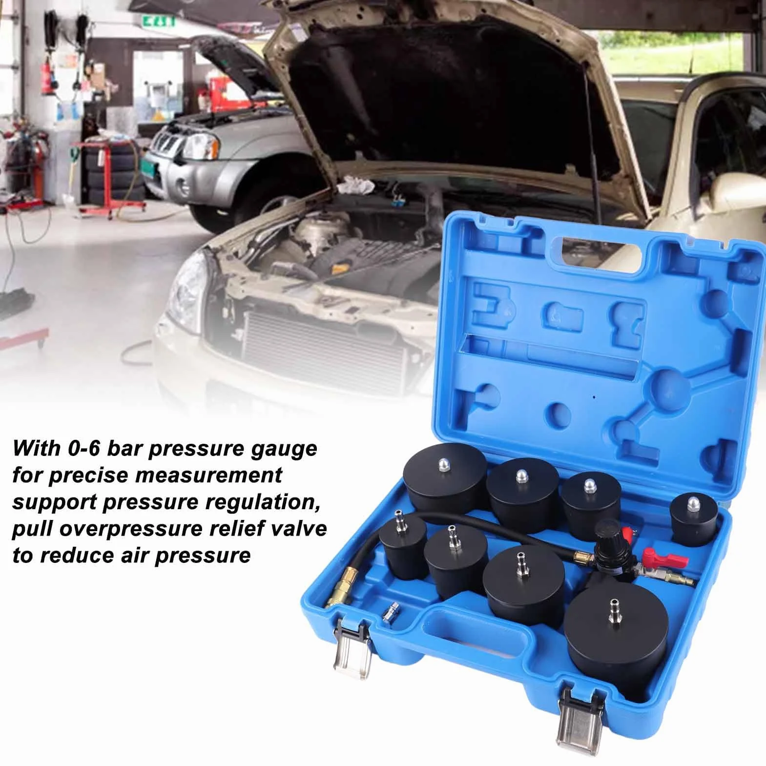Tester di Perdite, 9 Pezzi Tester di Perdite del Turbo Turbocompressore Kit di Test di Perdite di Aumento della Pressione Dell'aria con Tester del Manometro