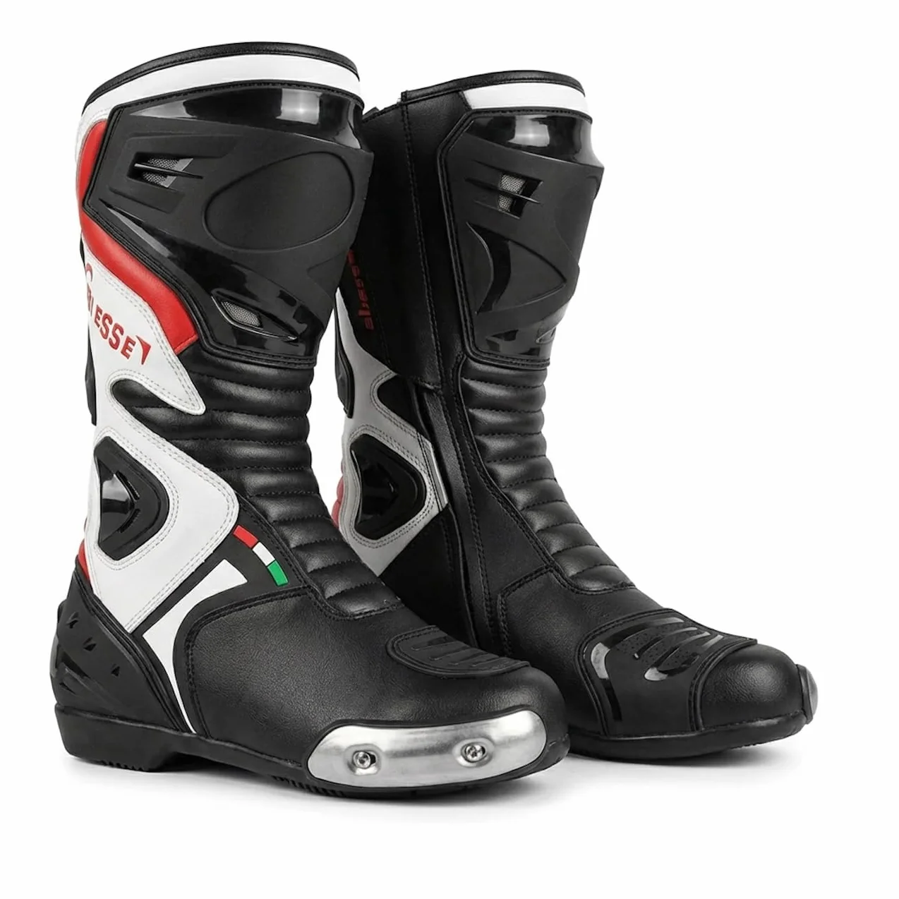 BS MOTO - Stivali Moto Pista Sport Racing, in Pelle Pista Professionale Traspirante