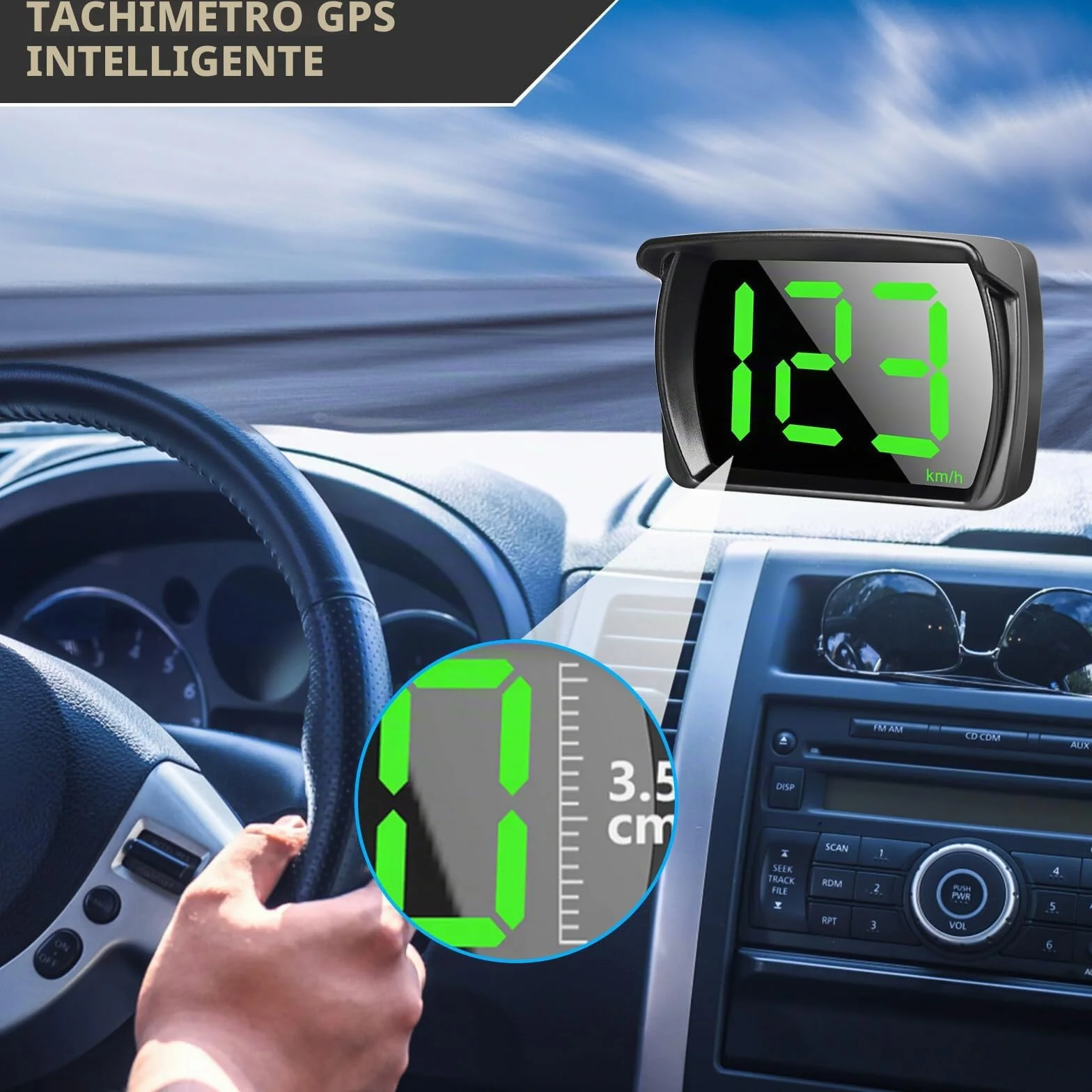 Aicharynic Head Up Display Auto HUD: Tachimetro Digitale Universale con GPS + Beidou Dual Chip USB KMH