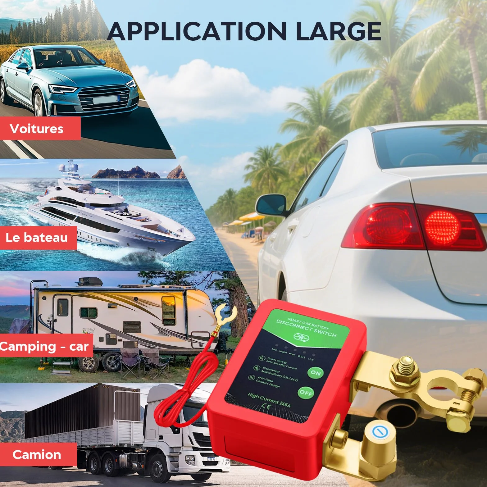 Stacca Batteria per Auto 12V 240A, Interruttore di Isolamento della Batteria Staccabatteria Automatico Antifurto Auto Senza Fili con Telecomando per Auto RV ATV Camion Barca Trattore