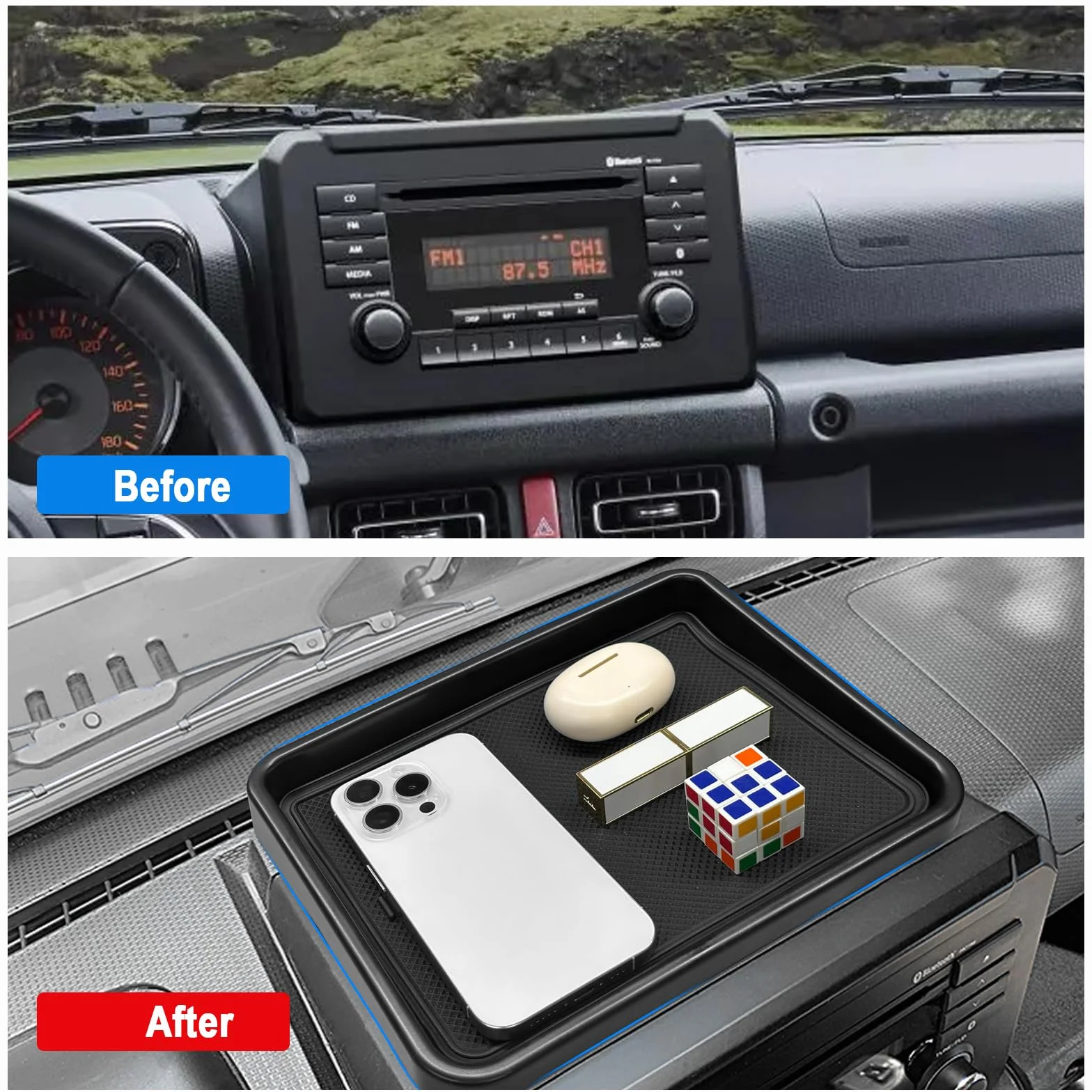 SHAOHAO Suzuki Jimny 4-Piece Set (Organizzatore Console Centrale + Cruscotto Posteriore + Organizzatore Auto + Navigazione Posteriore) Suzuki Jimny Accessori
