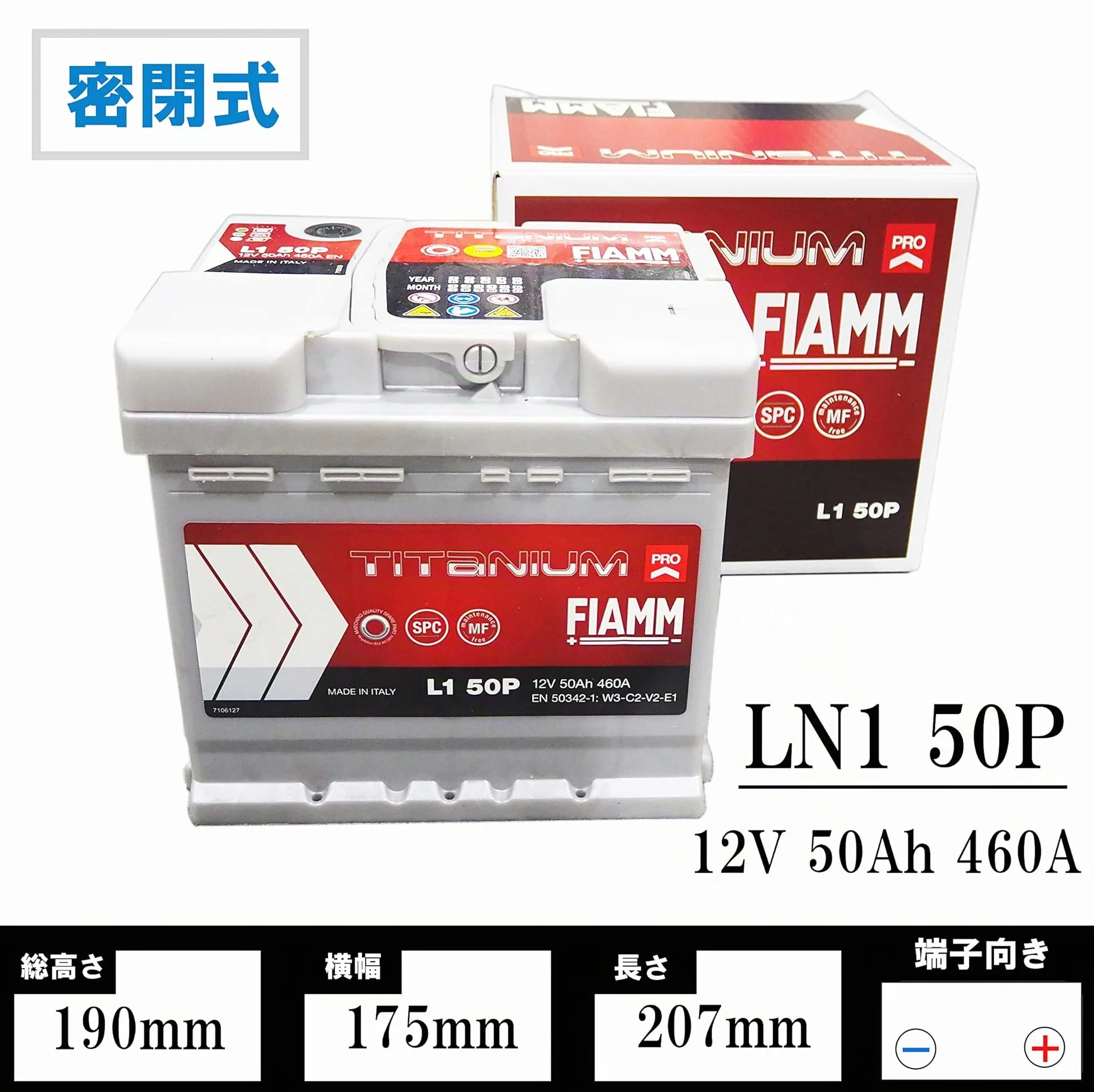 FIAMM Batteria auto 12V 50Ah 460A EN L1 50P Polo Positivo a Destra