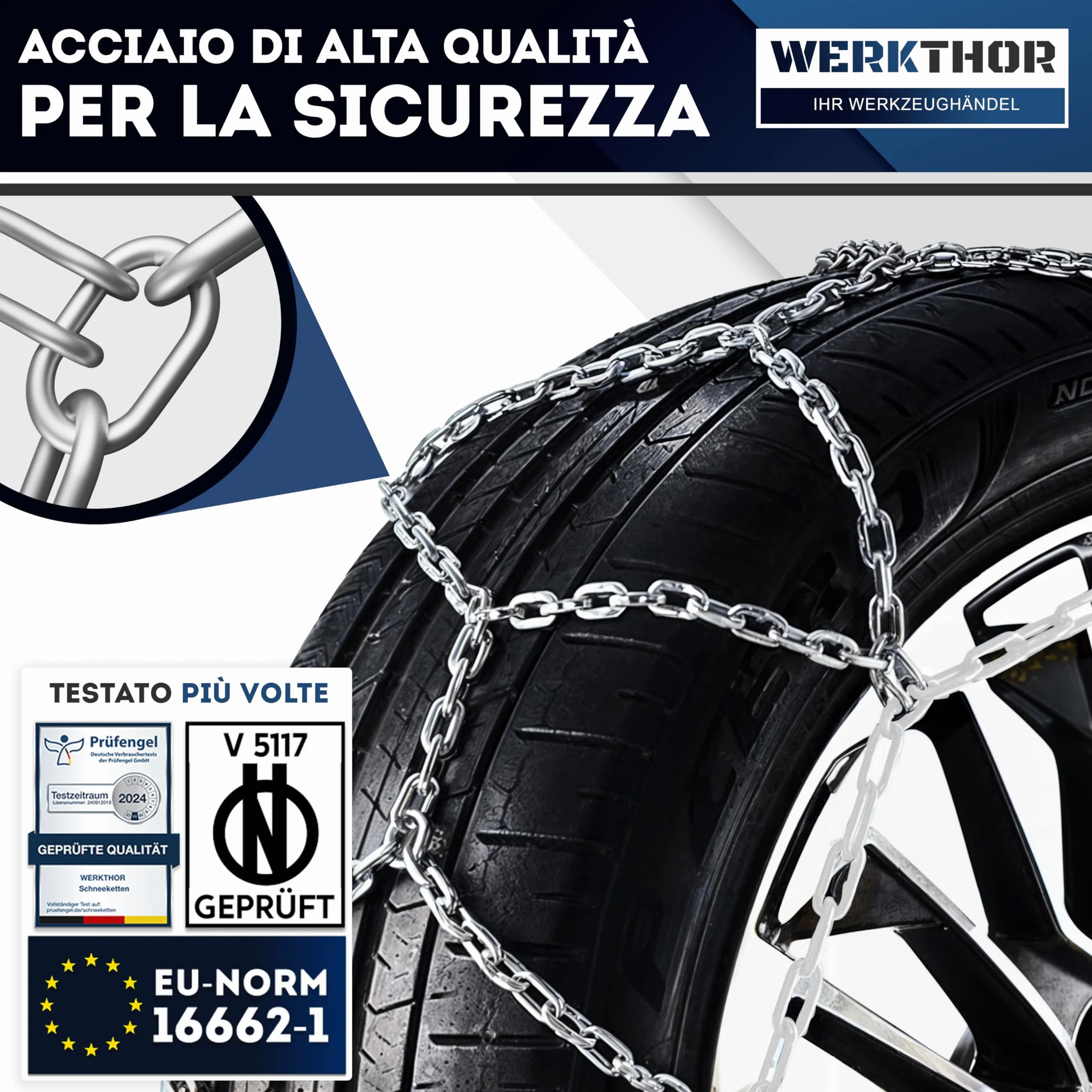 Catene da Neve Omologate per Auto WERKTHOR 2x Metallo