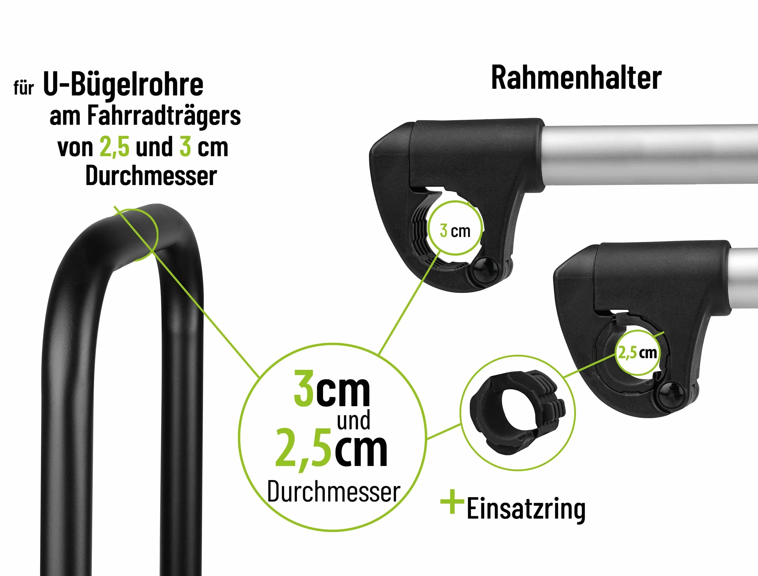 EUFAB 11629 - Supporto per telaio rimovibile, corto, Ø 25 + 30 mm, nero/argento