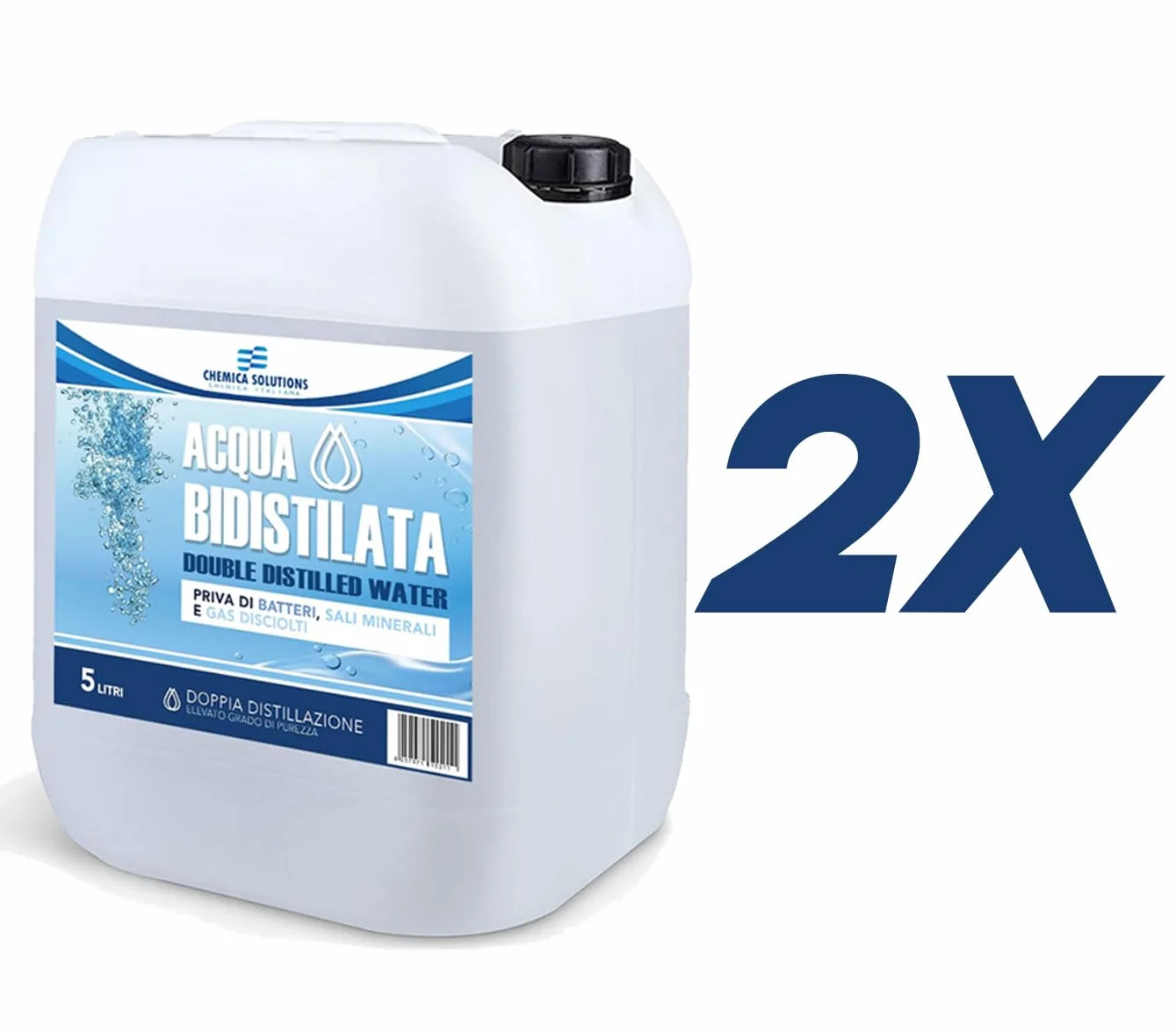 Acqua Bidistillata Pura 2 X 5 Litri per Uso Industriale e Clinico - Demineralizzata Made in Italy
