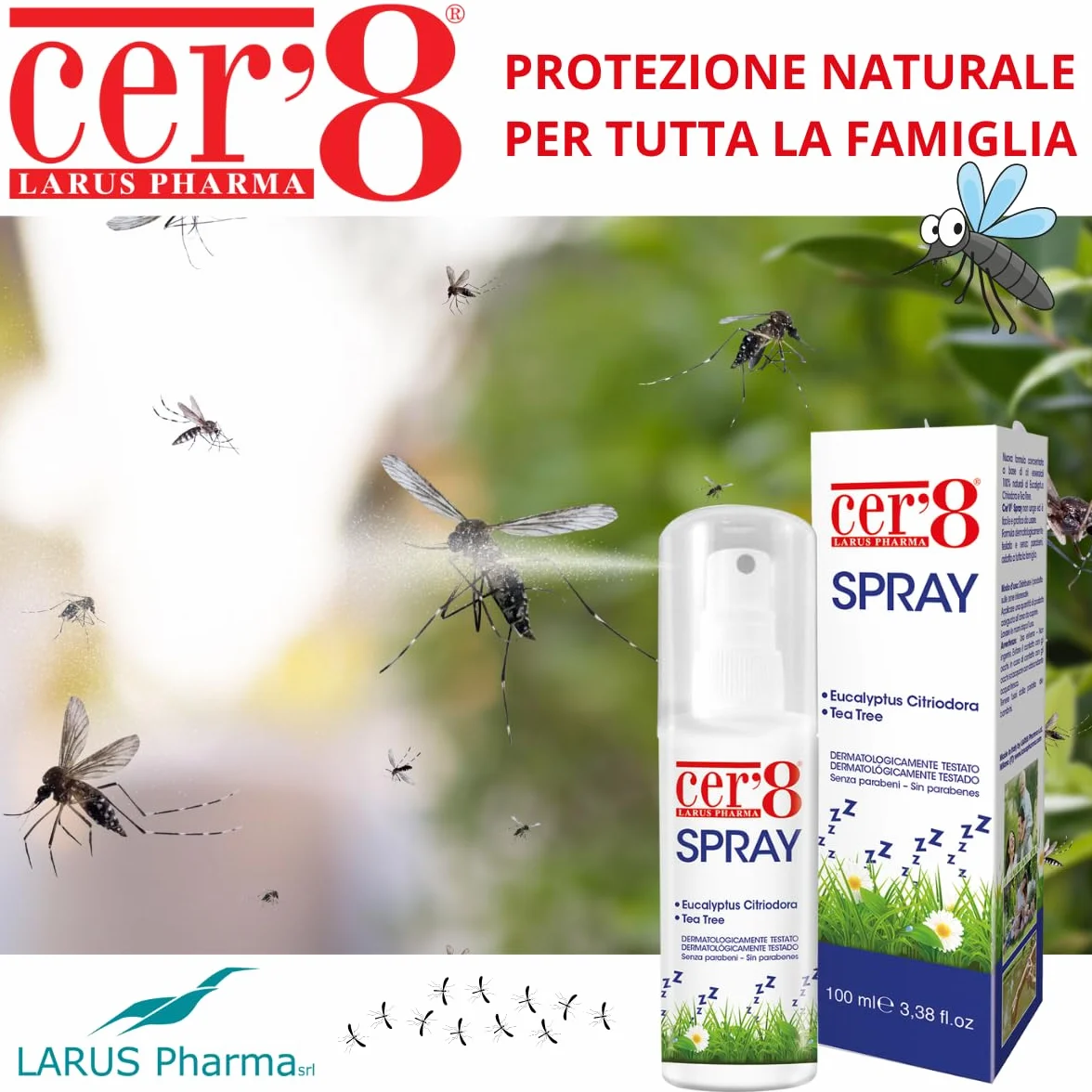 Repellente Antizanzara 100 ml - Oli Essenziali di Eucalyptus Citriodora e Tea Tree