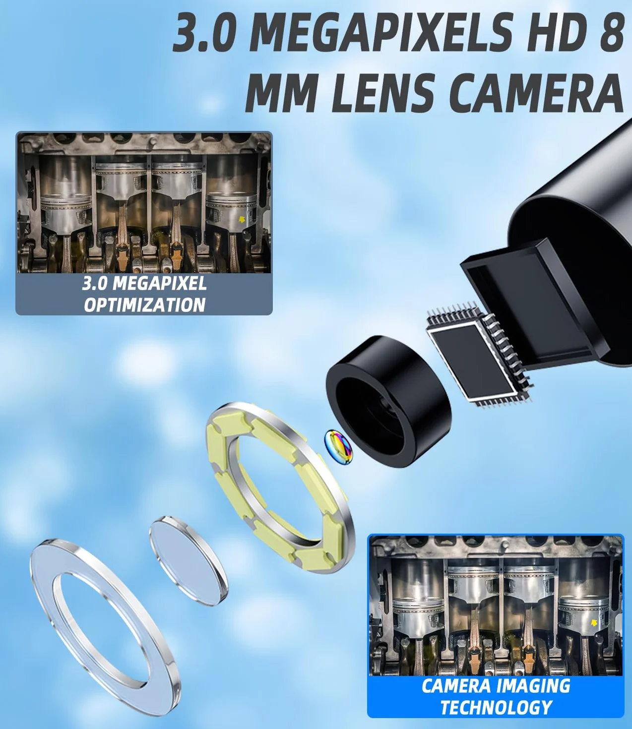 Endoscopio per Smartphone 1920P HD IP67 Impermeabile con 8 LED Cavo 5m per Android iOS