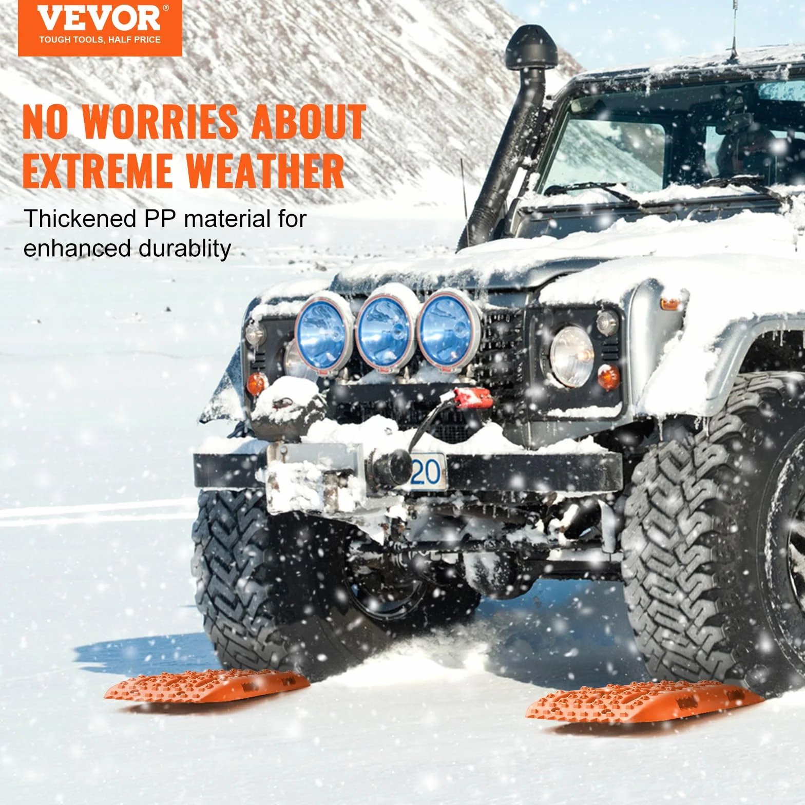 VEVOR Pannelli Trazione per Auto Materiale PP, Pannelli Recupero per ATV/Automobili/Pickup/SUV/RV, Tappetini di Trazione per Pneumatici su Neve, Sabbia, Fango e Terreno Sciolto, Tavole Trazione Auto