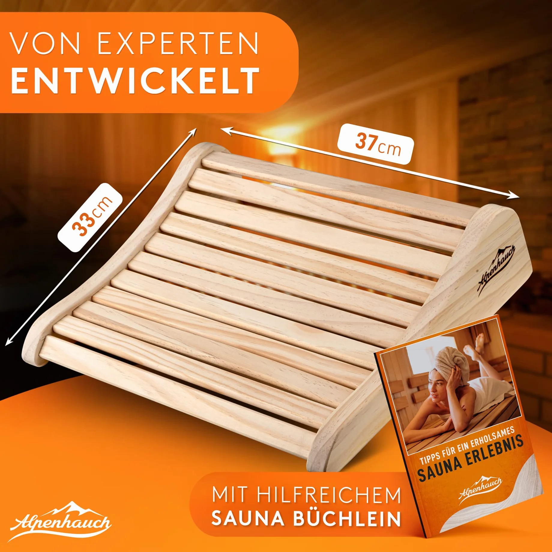 ALPENHAUCH Poggiatesta sauna in legno naturale ergonomico accessorio cabina infrarossi