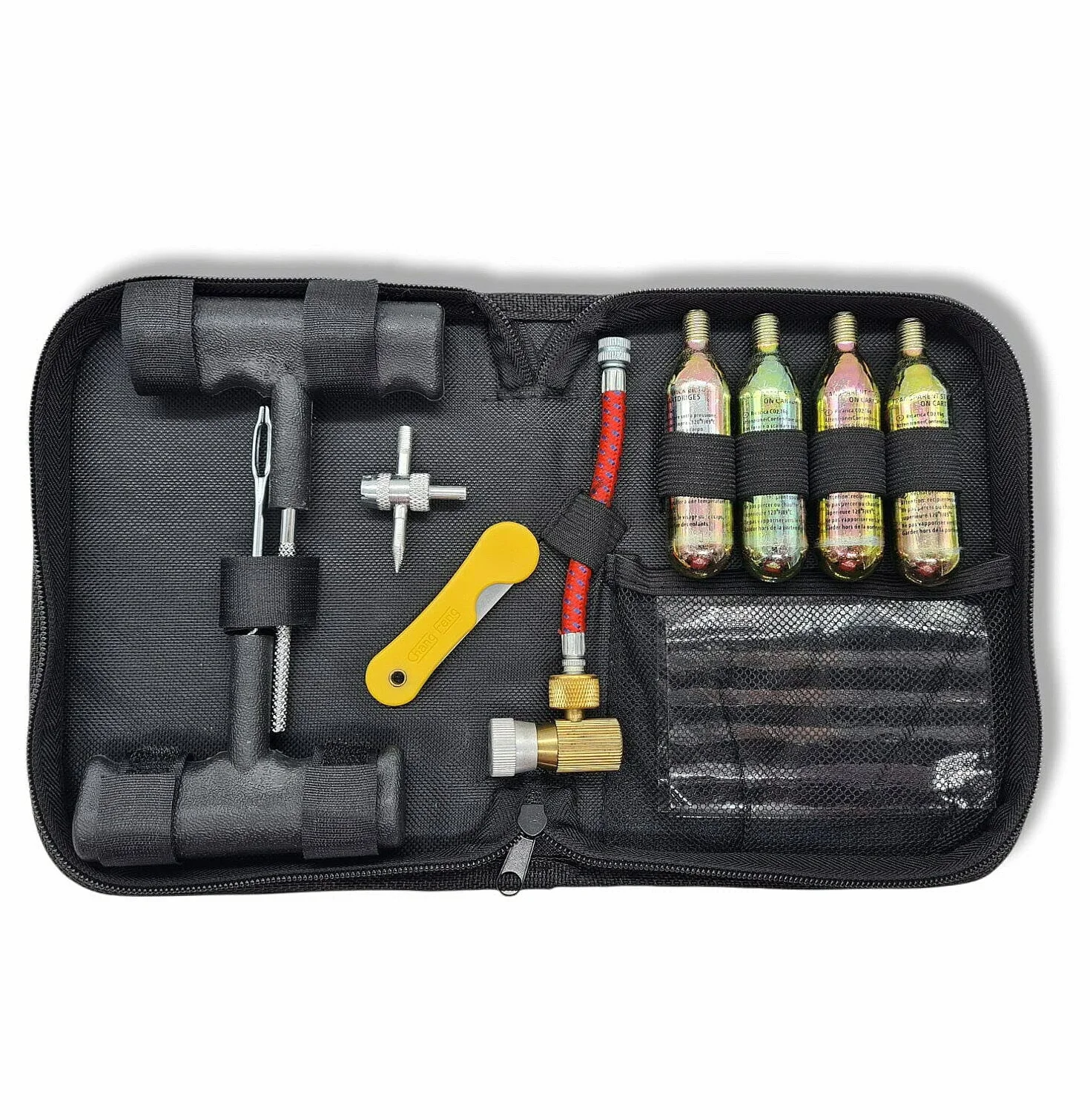 Partenopea Kit Riparazione Pneumatici Moto Portatile con 4 Bombolette CO2