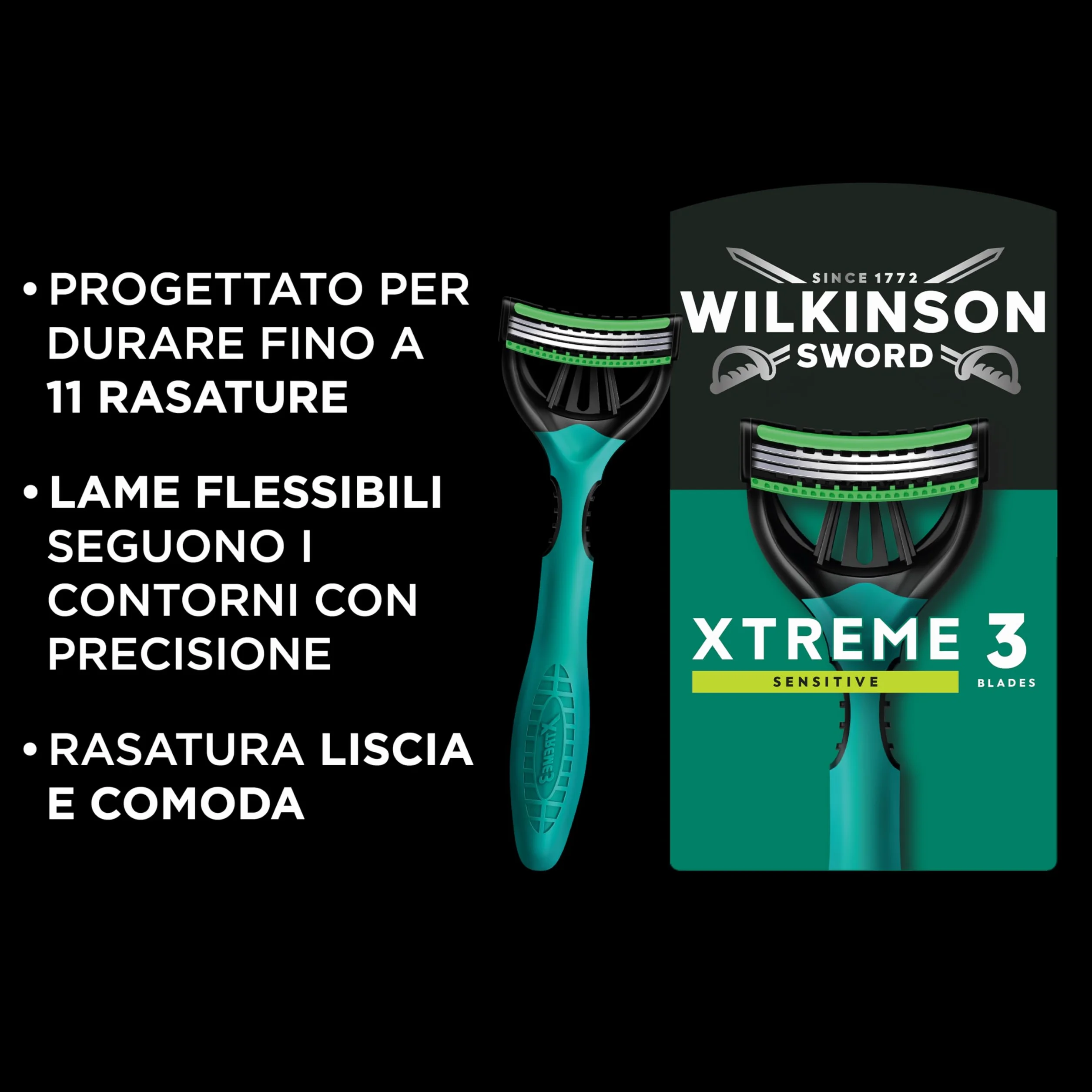 Wilkinson Sword Xtreme 3 Sensitive 8+4 rasoi usa e getta da uomo