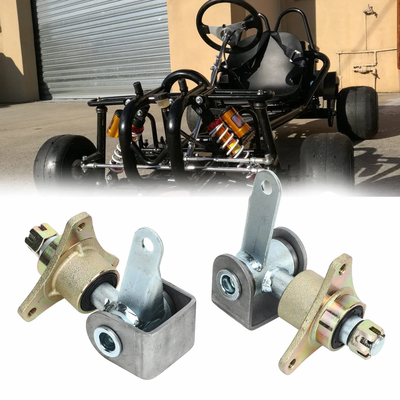 Asixxsix Perno del Fuso a snodo per Go Kart, 2 Pezzi 17mm Mozzi per Ruota Anteriore in Lega di Acciaio Perno dello sterzo per Pneumatici da 6 Pollici Quad Bike ATV Go Kart