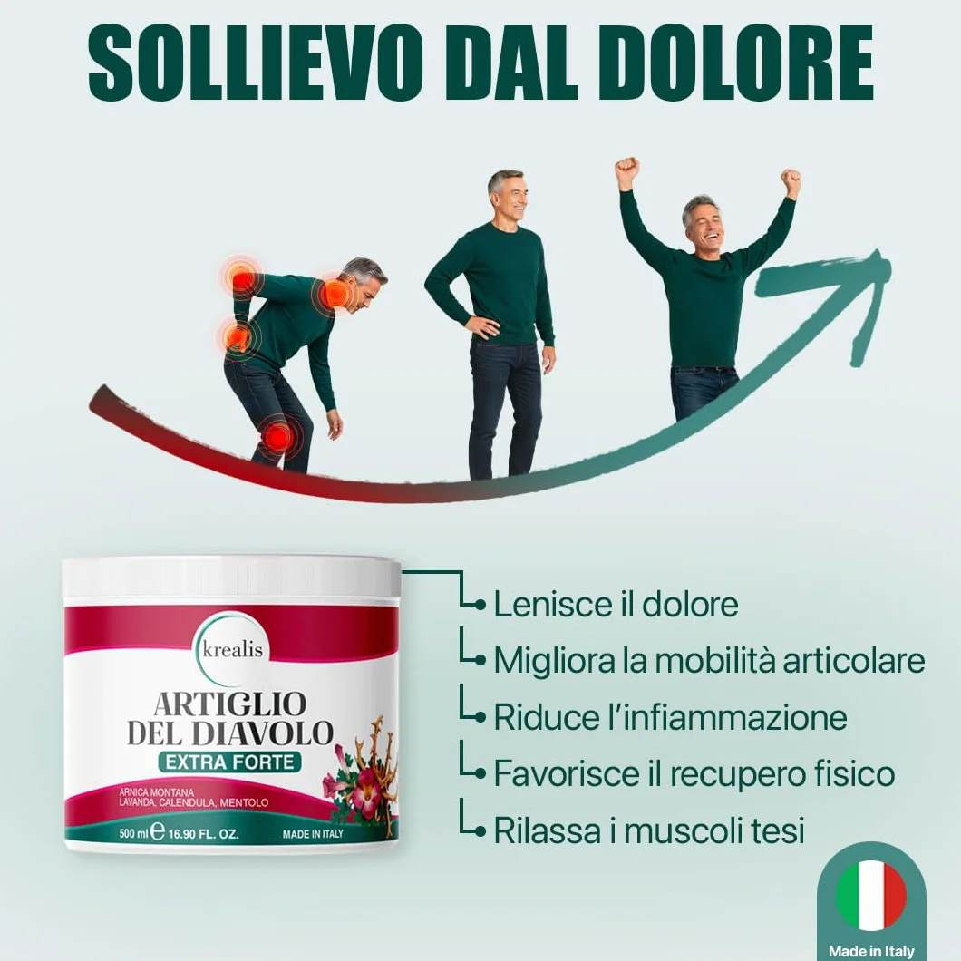 Artiglio Del Diavolo Forte 500ML Pomata Antinfiammatoria Crema per Dolori Articolari e Muscolari