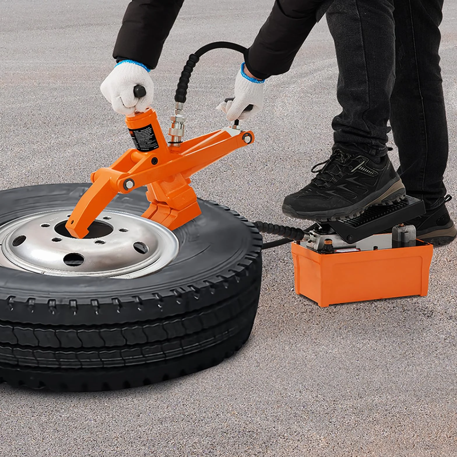 VEVOR Stallonatore Idraulico 1000 PSI Pompa a Pedale in Metallo Acciaio per Pneumatici Trattori Camion
