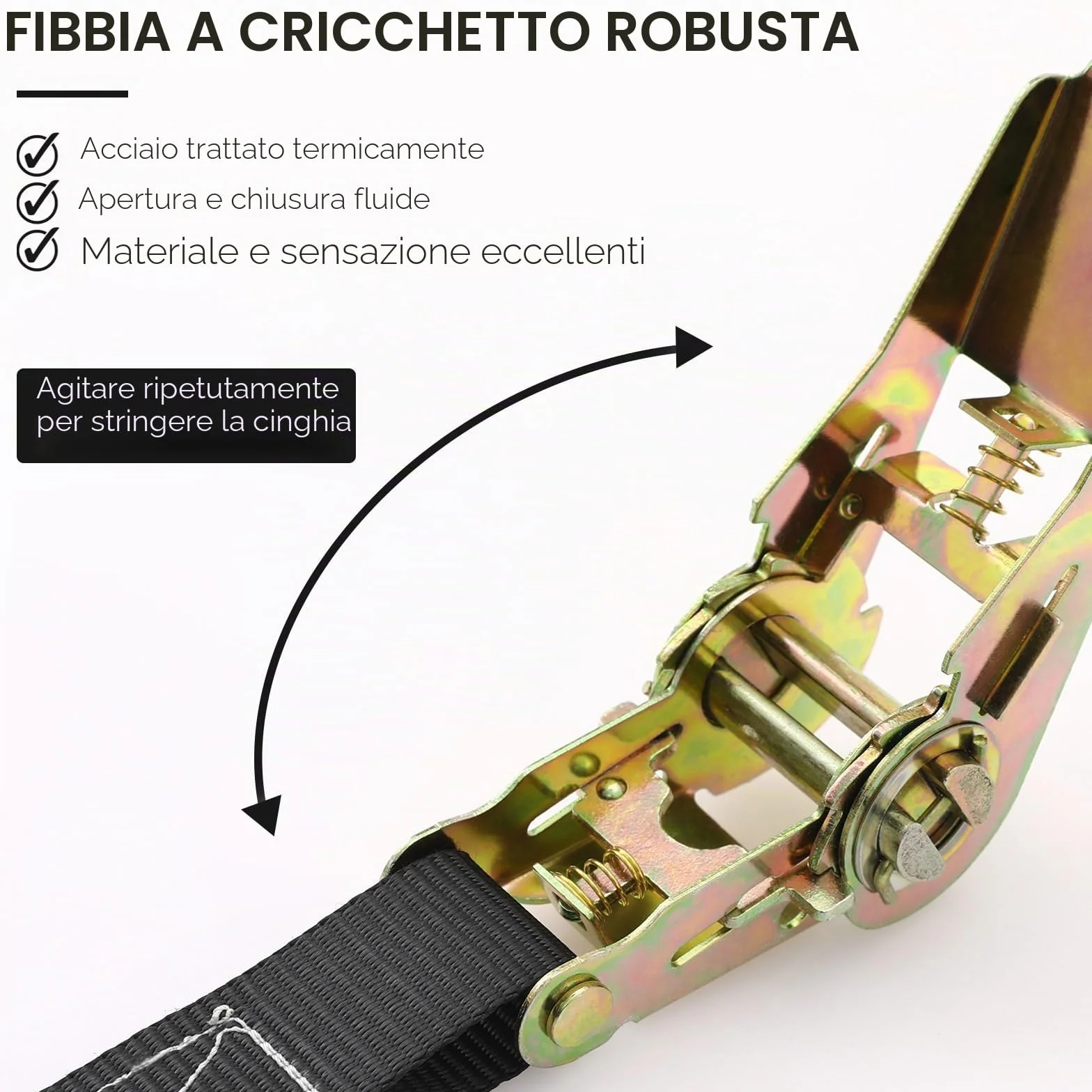 Cinghie a Cricchetto 10 Pezzi 800 kg 6m x 25mm Set Fissaggio Camion Merci Nero