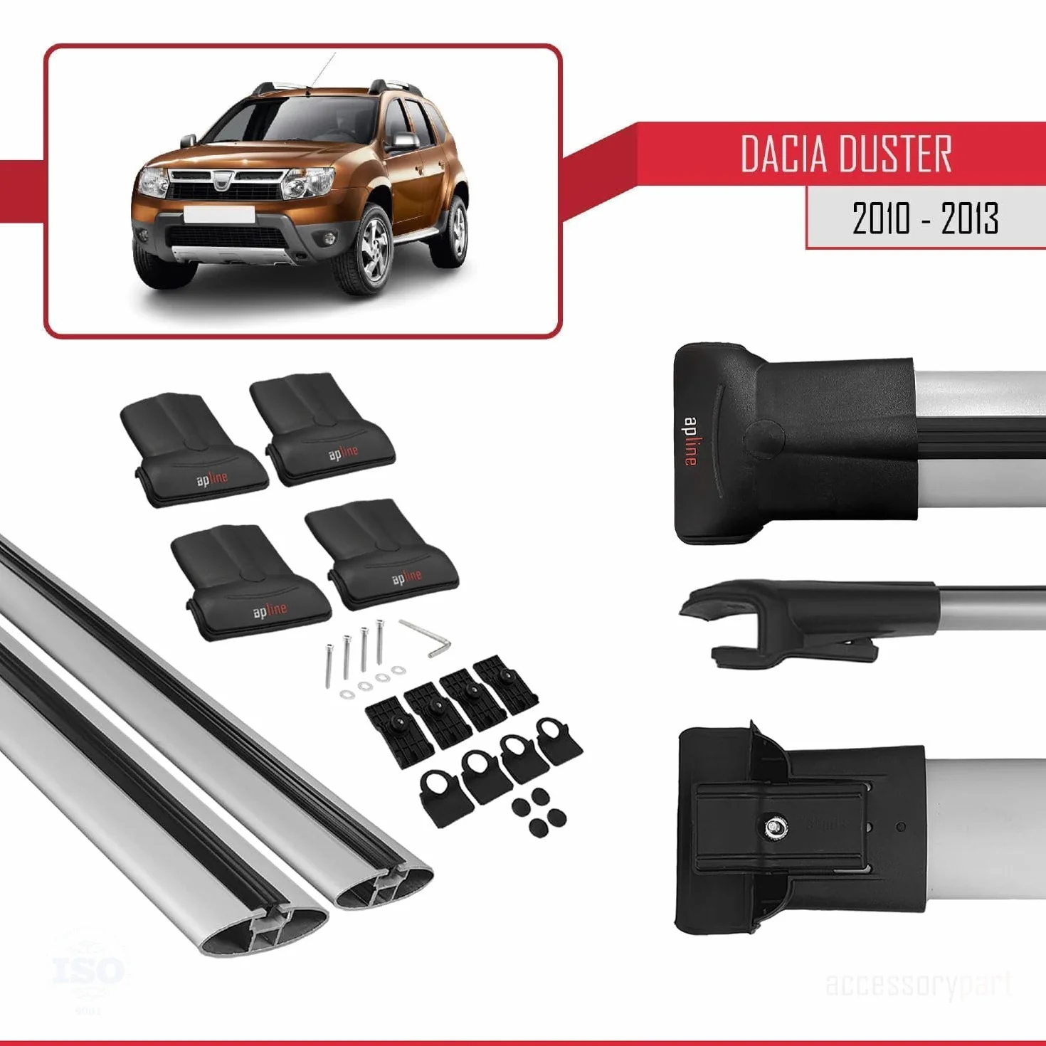 Per Dacia Duster 2010-2014 Barre Portatutto Portapacchi Barre Tetto FLY Modella GRIGIO