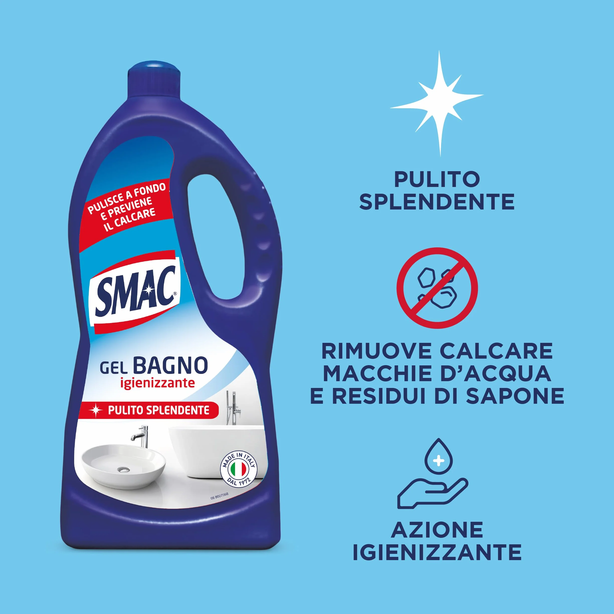 Smac Detergente Gel Bagno Multisuperficie Igienizzante Brillantezza 850 ml