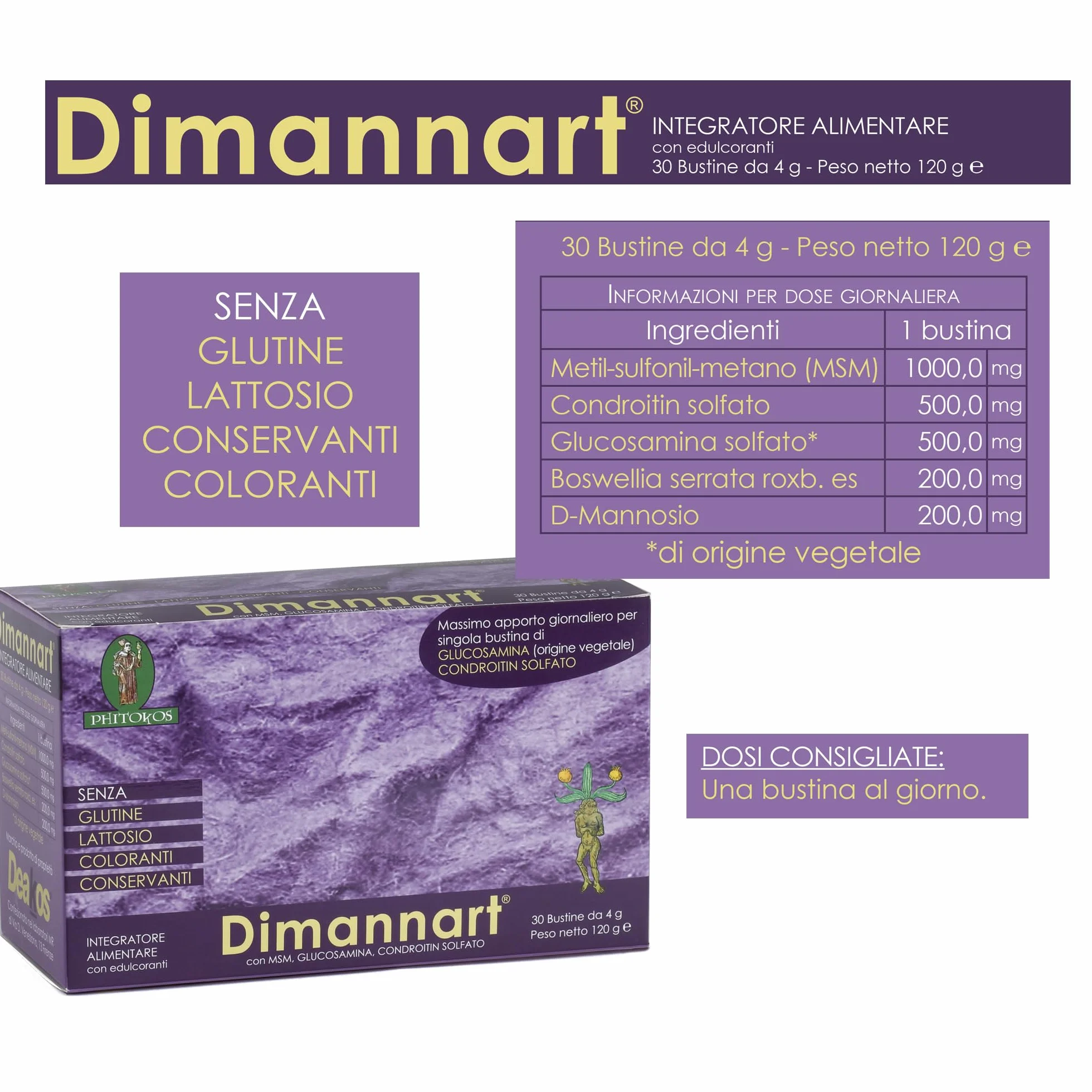 Deakos Dimannart Integratore Alimentare 30 bustine cartilagini articolazioni