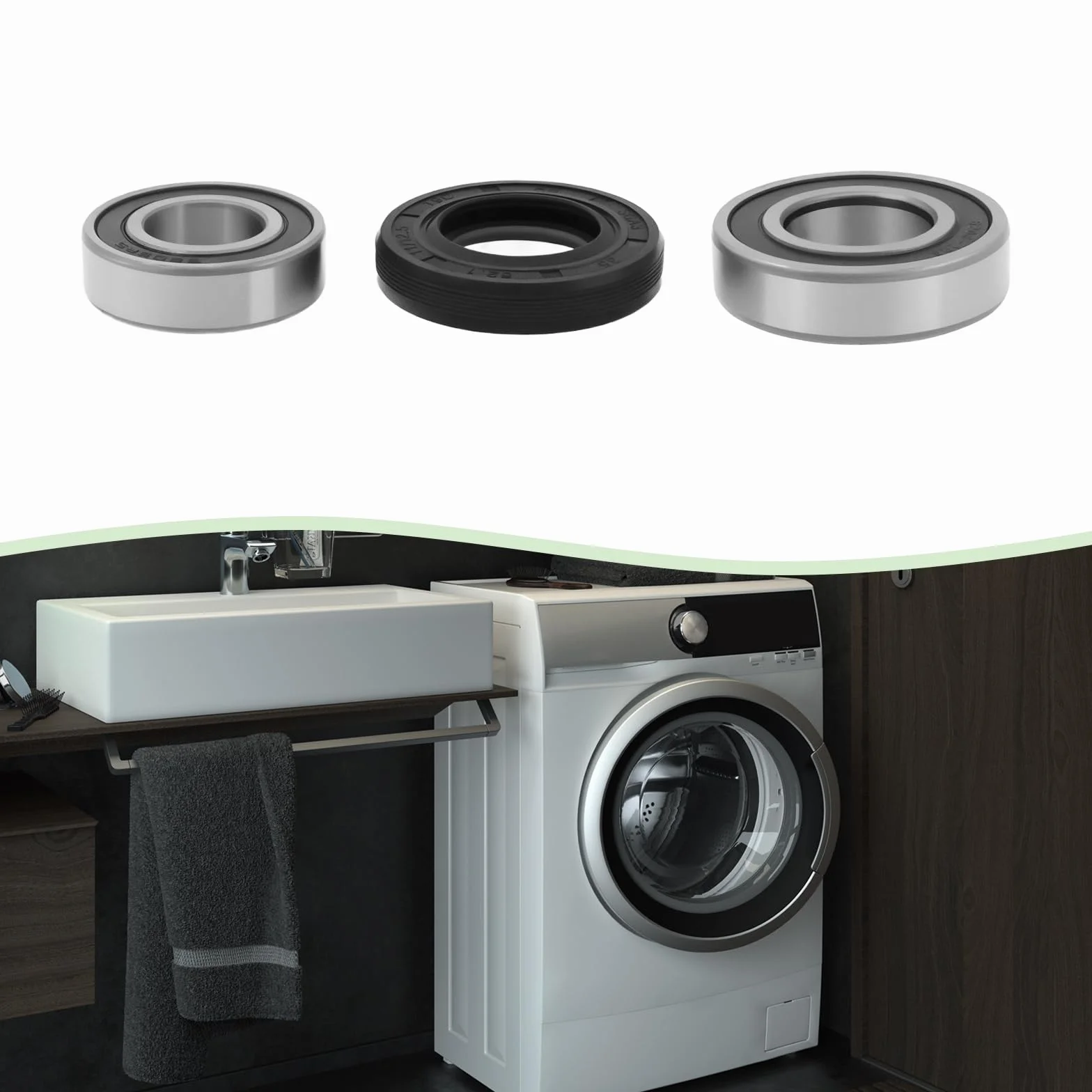 1 Set Di Cuscinetti A Sfera E Guarnizioni Per Lavatrice 6205-2RS 6206-2RS 35x62x11/12,5 Mm Kit Di Riparazione Compatibile Con Samsung