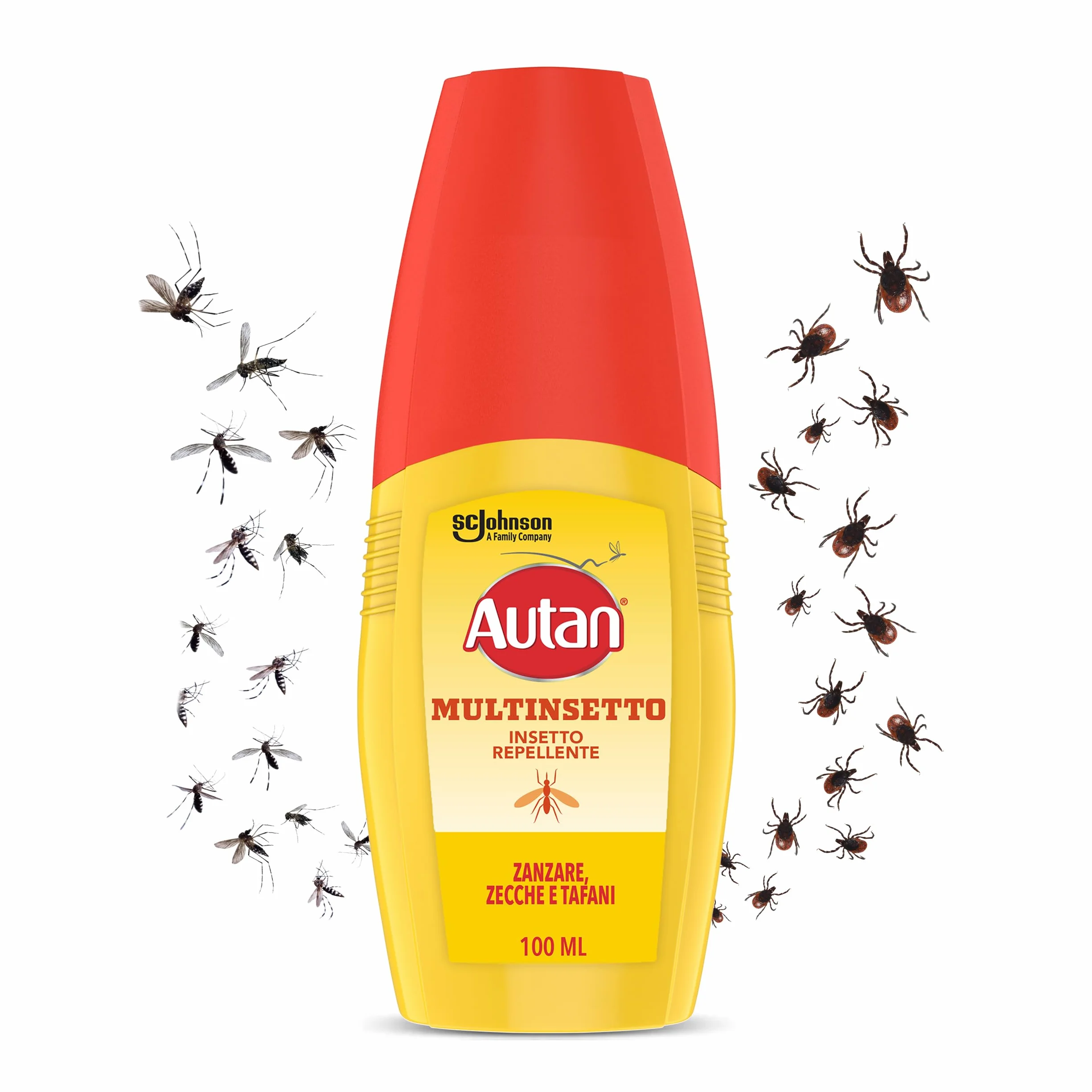 Autan Multinsetto Spray Antizanzare Comuni e Tigre, Zecche e Tafani, Insetto Repellente, 100 ml