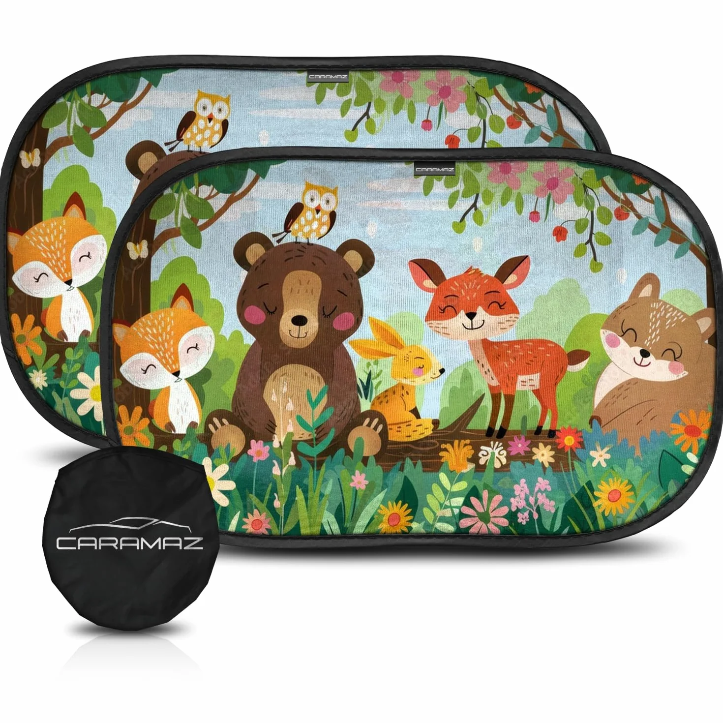 CARAMAZ Parasole Auto per Bambini con Protezione UV 51x31 cm 2 pezzi Legno