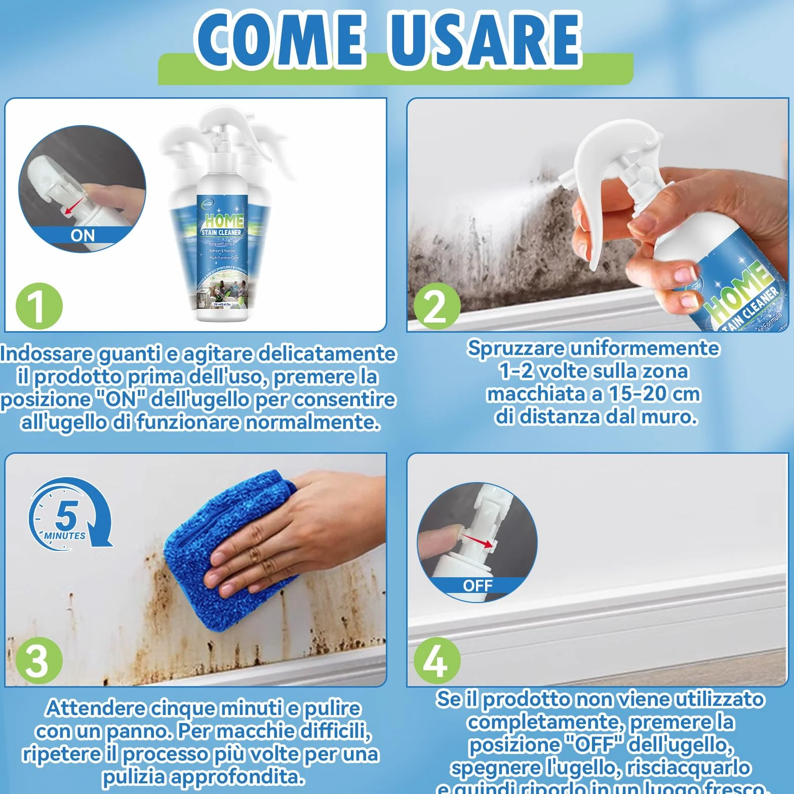 Spray Antimuffa 200ml Rimozione Rapida Muffa Detergente Bagno Cucina Piastrelle