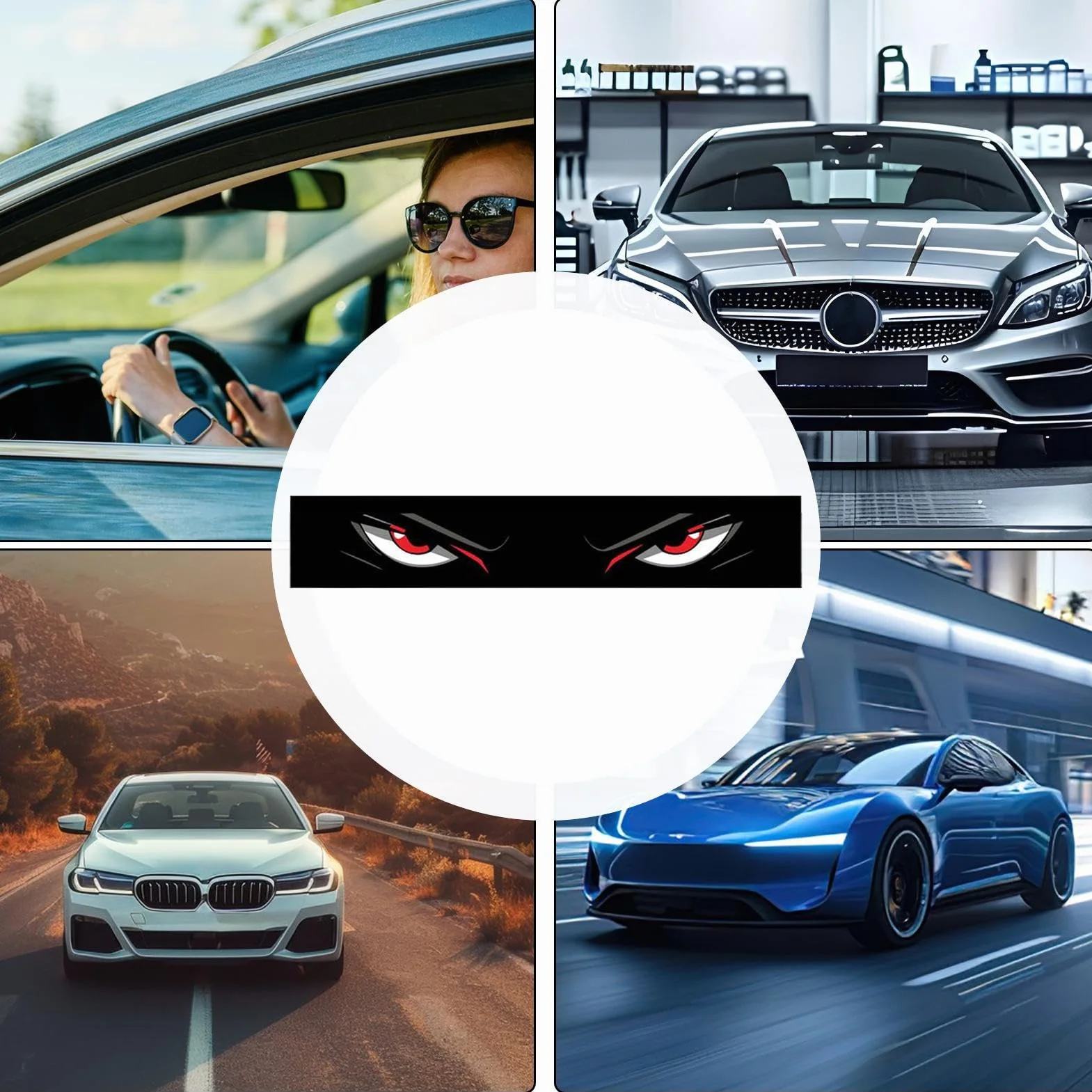 Adesivo per parabrezza anteriore a lunga durata, adesivo in vinile resistente alle intemperie, per auto, donne, uomini, camion, veicoli su strada, decorazione auto, nero, bianco