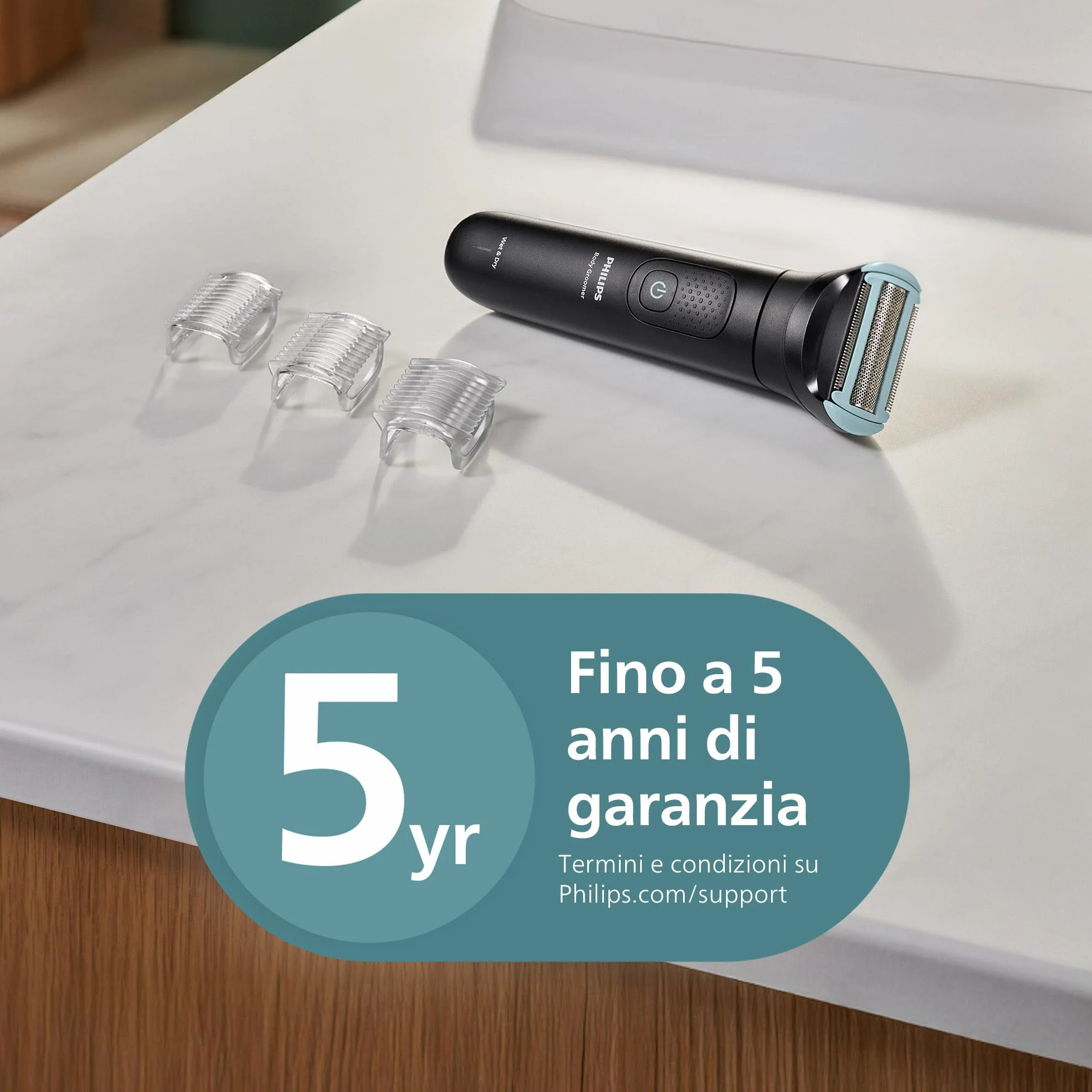 Philips Bodygroom Serie 5000 BG5485/30 Trymer do mężczyzn z systemem potrójnej ochrony, wodoodporny, 100 minut pracy