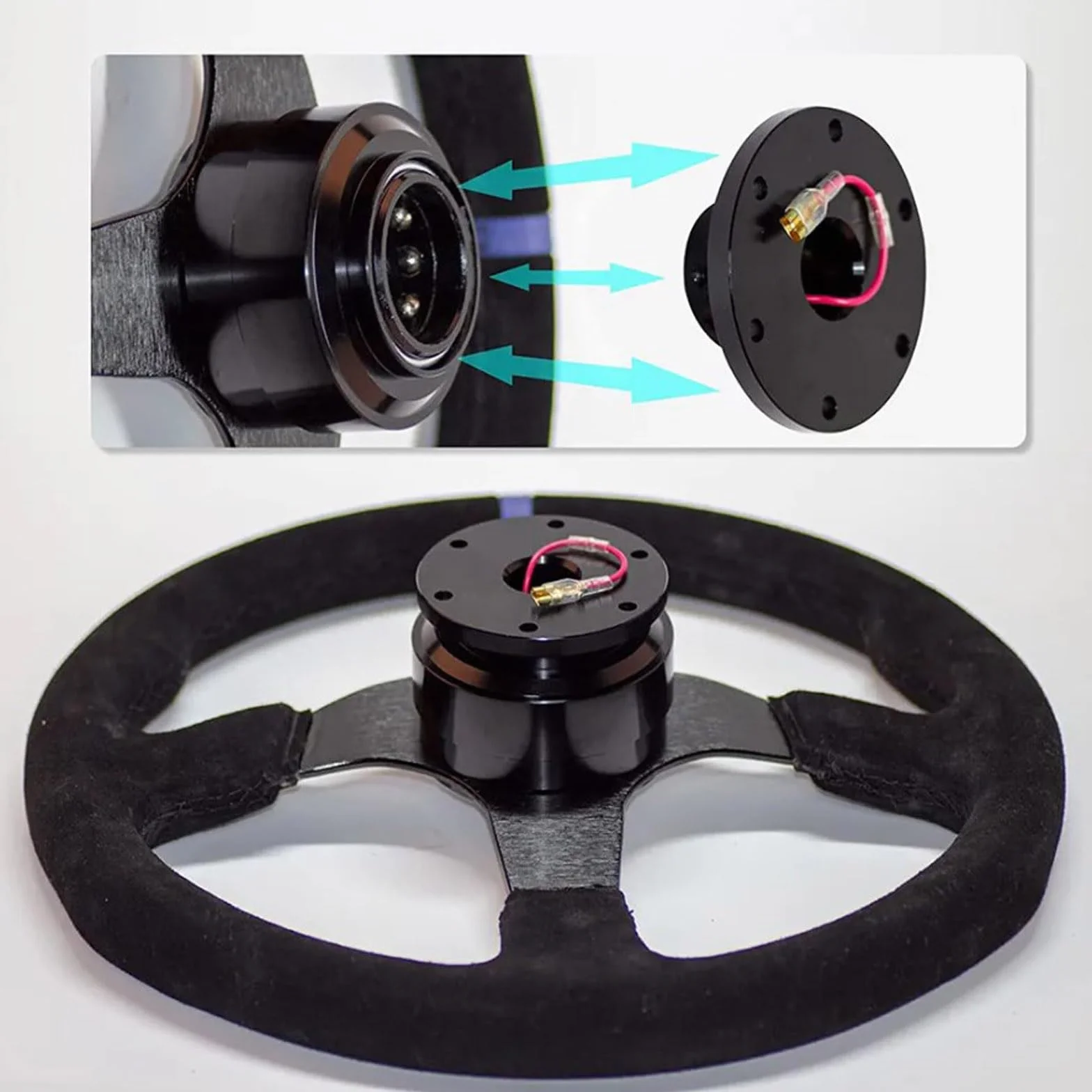 Kit Sgancio Rapido Volante Universale 6 Fori Nero Motorsport