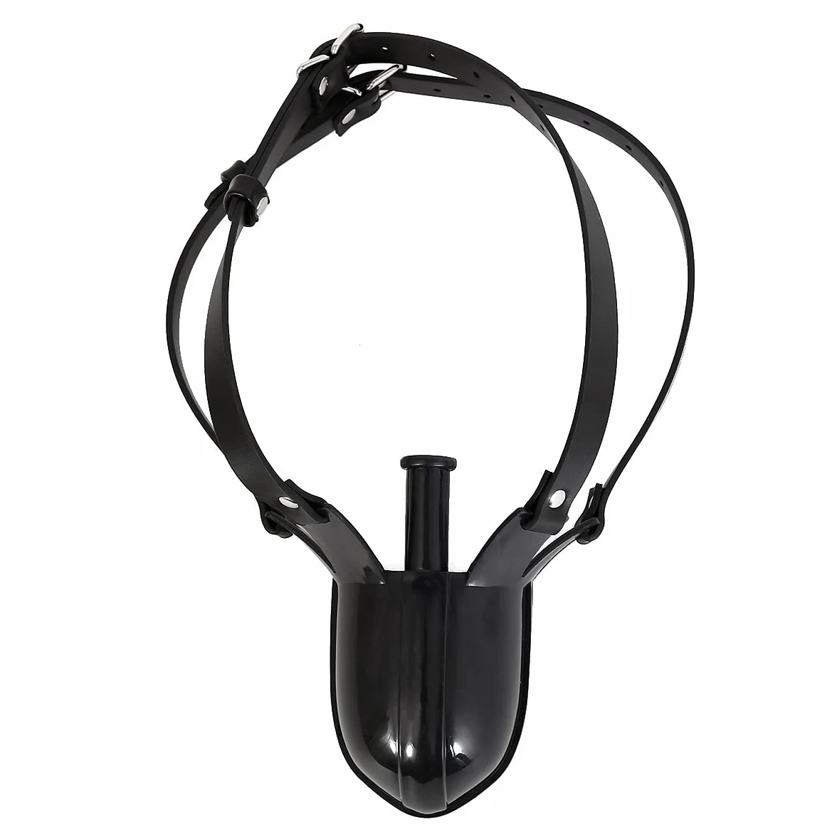 Mordacchia in silicone a imbuto plug orale gag per giochi fetish bondage SM