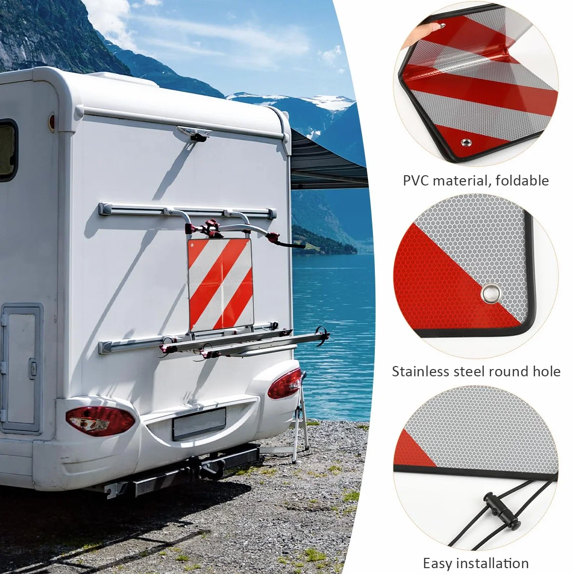 Cartello Carichi Sporgenti Omologato 50×50cm per Italia Spagna Portogallo con Ganci