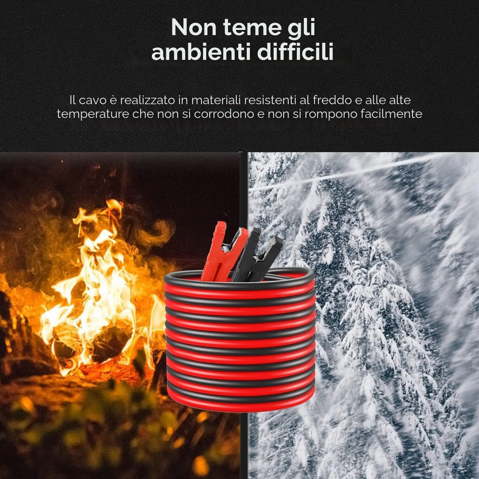 MAMIZO Cavo di avviamento, 6 m, 50 mm², 3000 A, cavo di avviamento, 12 V/24 V, avvio rapido, con guanti di protezione, per auto, camion (6 m)